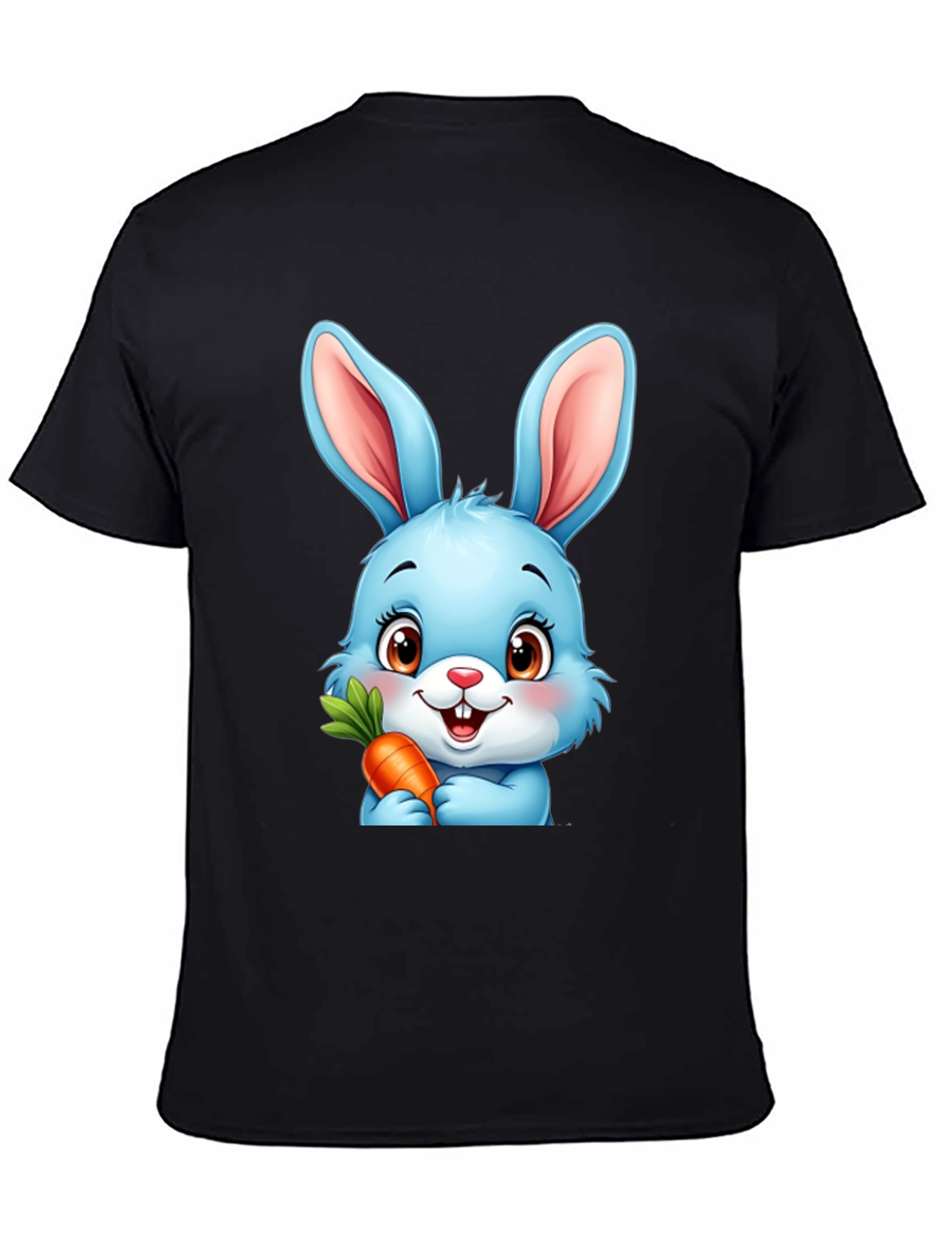 Cute Cartoon Bunny T-Shirt - Black