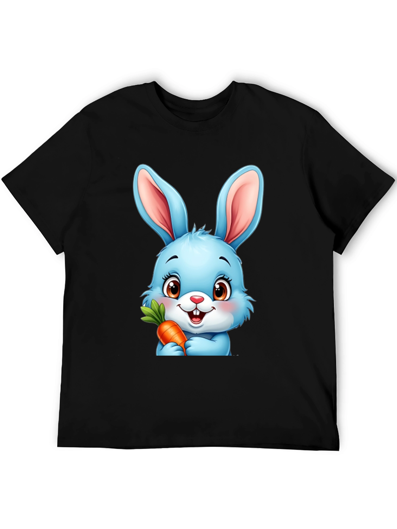 Cute Cartoon Bunny T-Shirt - Black