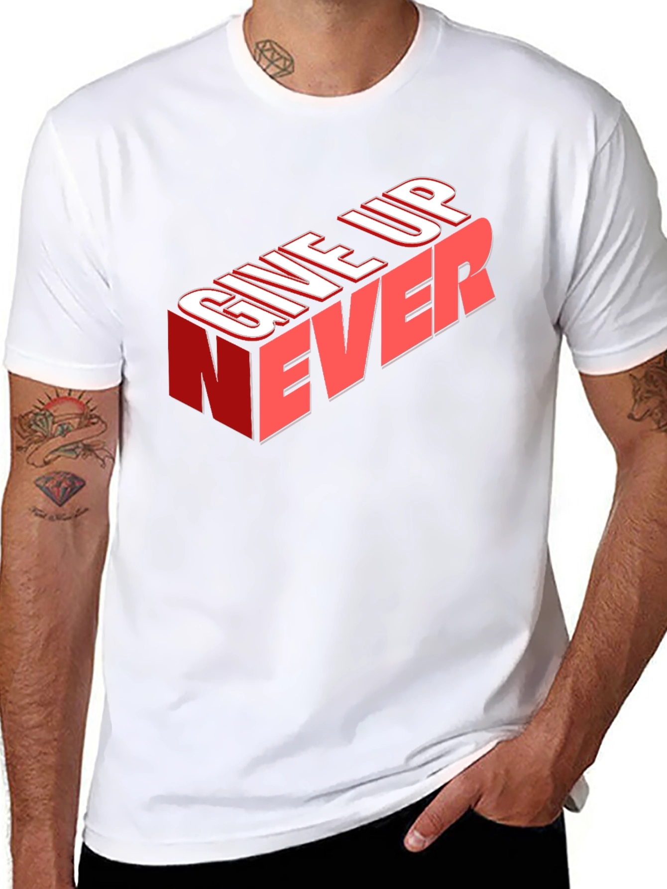 Give Up Never Graphic Tee - Motivational T-Shirt