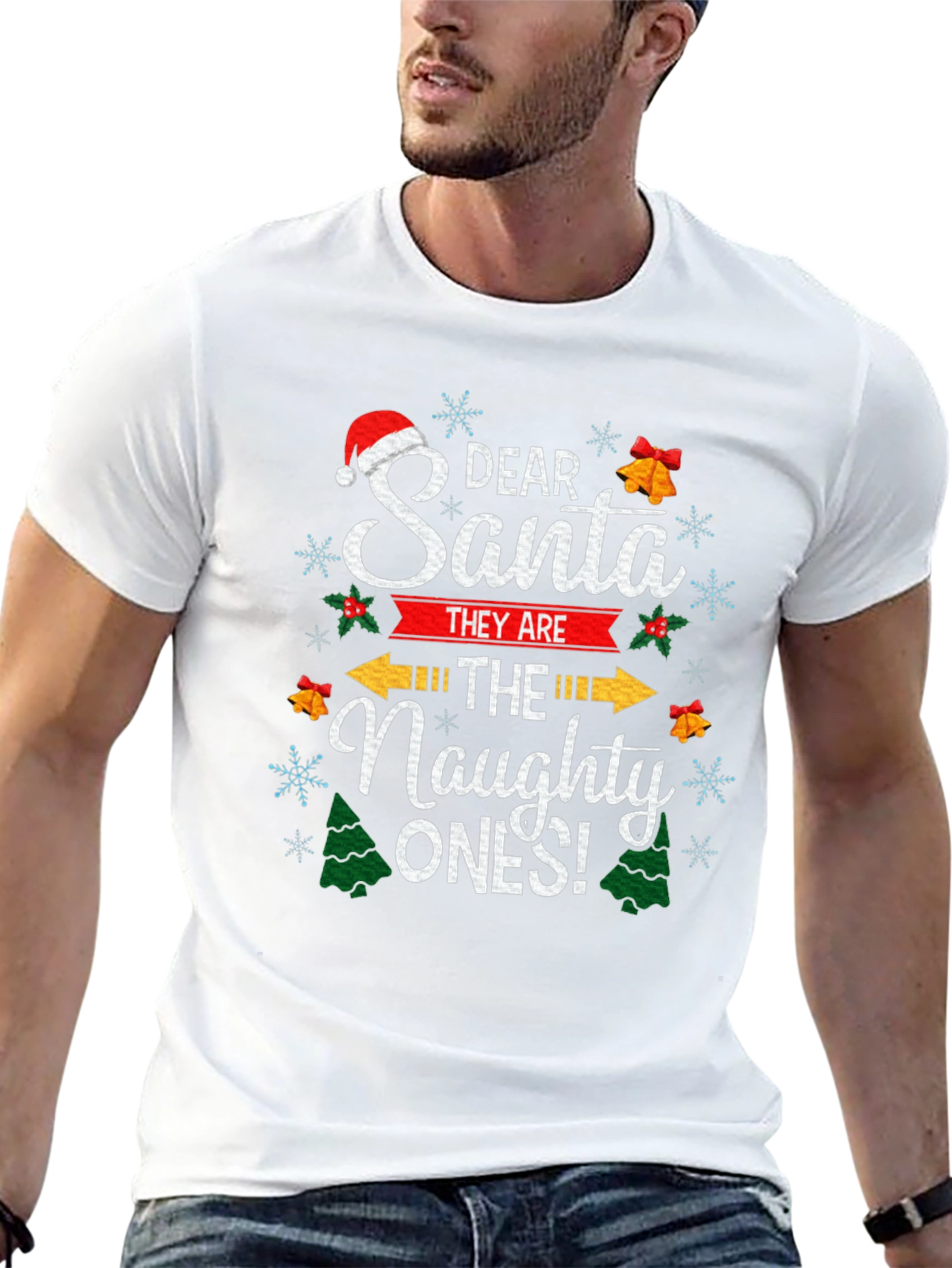 Dear Santa The Naughty Ones Christmas Graphic T-Shirt