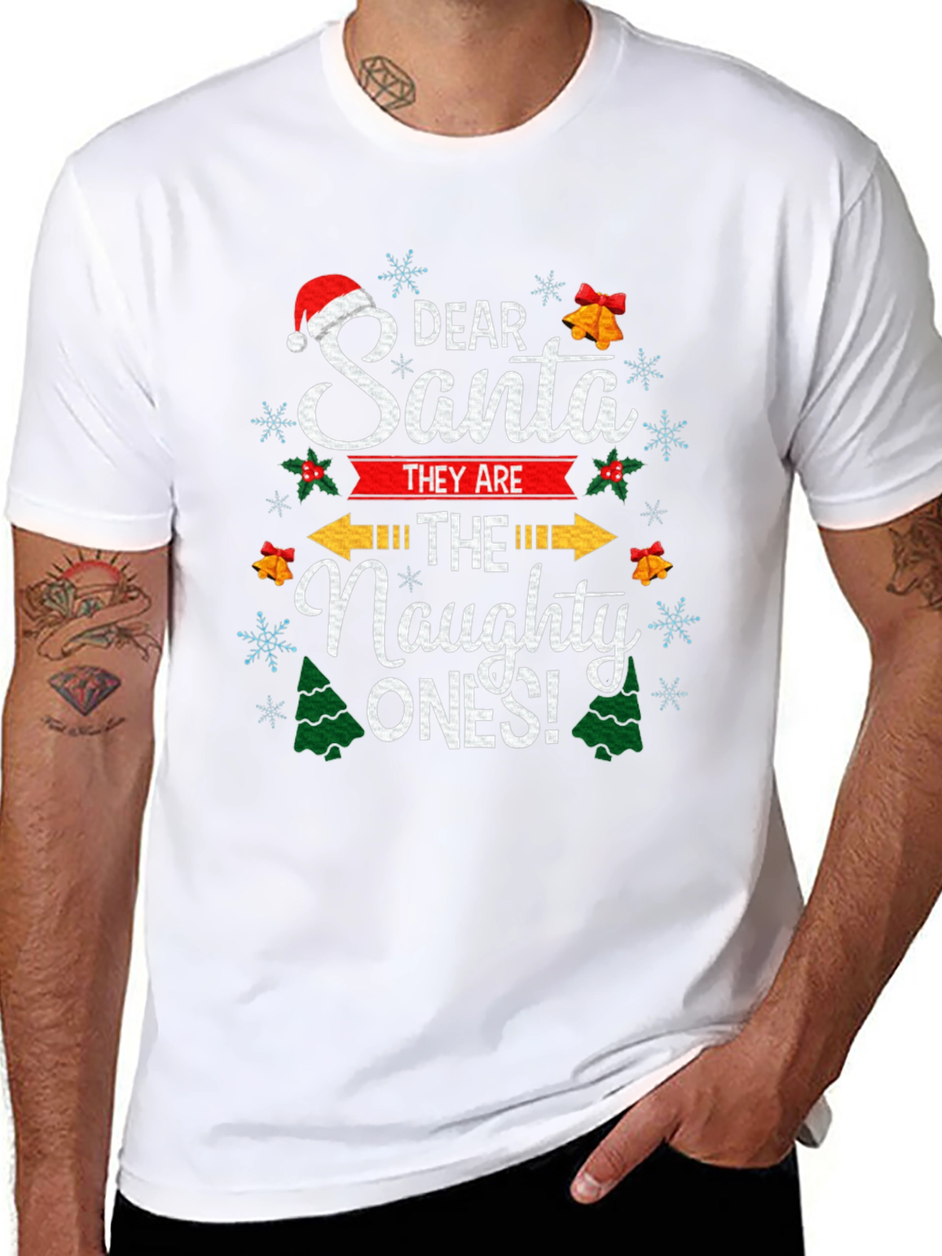 Dear Santa The Naughty Ones Christmas Graphic T-Shirt