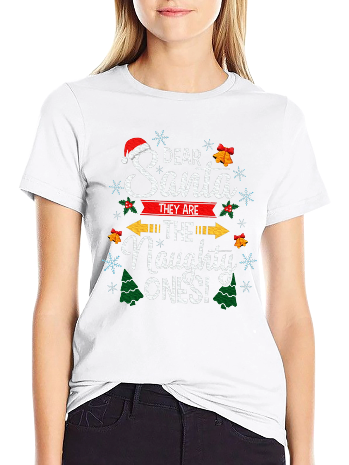 Dear Santa The Naughty Ones Christmas Graphic T-Shirt