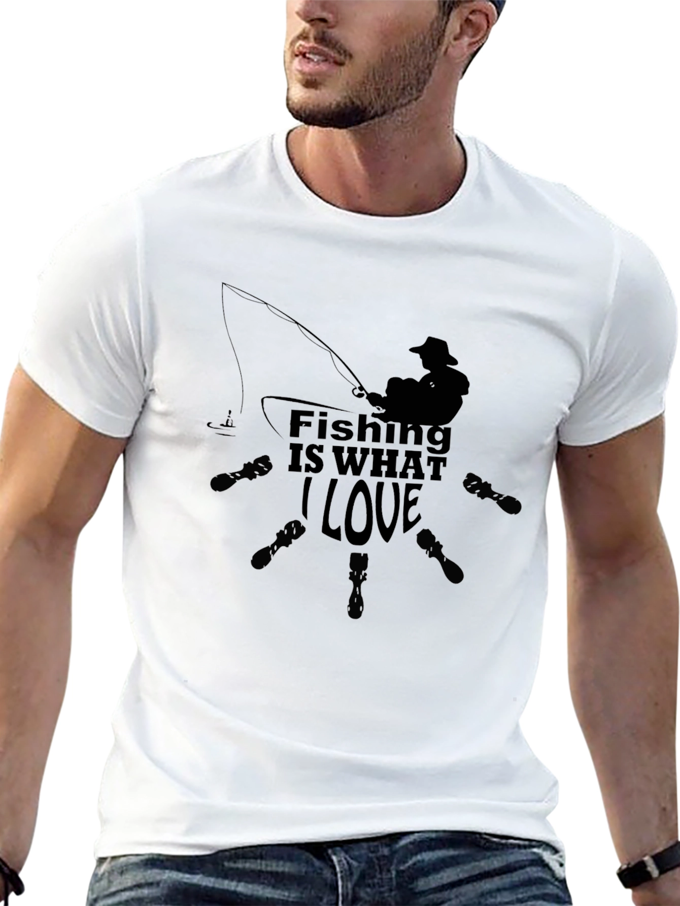 Fishing Is What I Love Graphic T-Shirt - Black