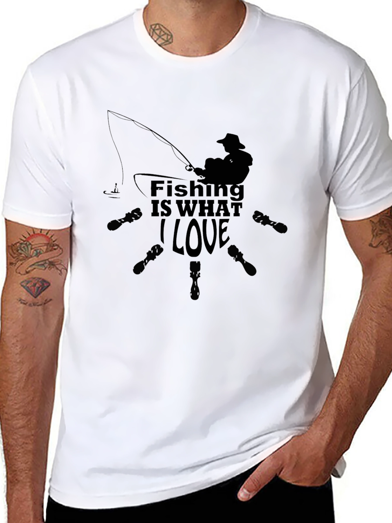 Fishing Is What I Love Graphic T-Shirt - Black