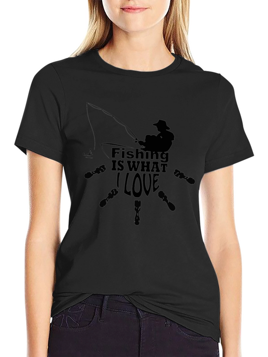Fishing Is What I Love Graphic T-Shirt - Black