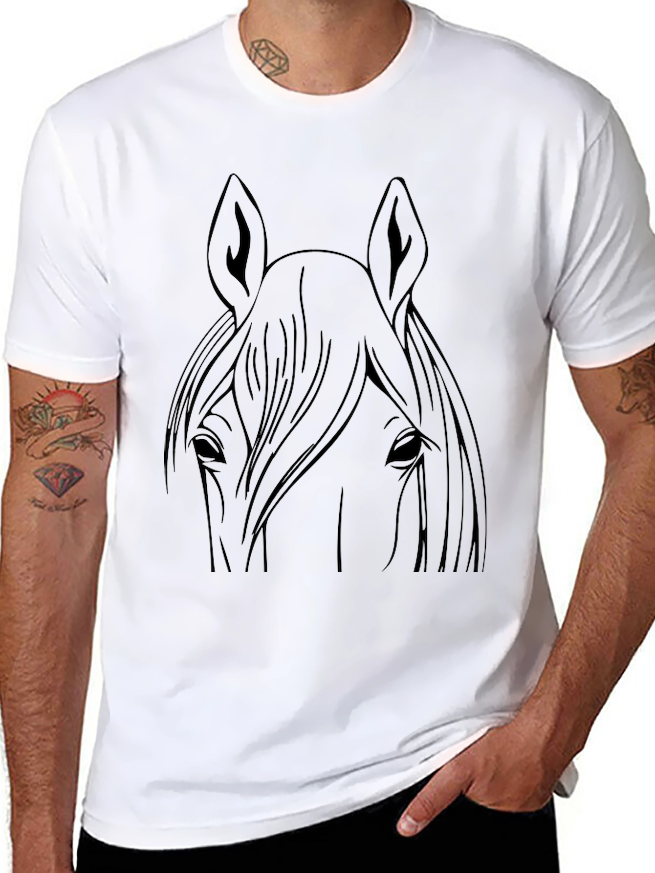 Black Horse Graphic Tee - Unisex Cotton Shirt