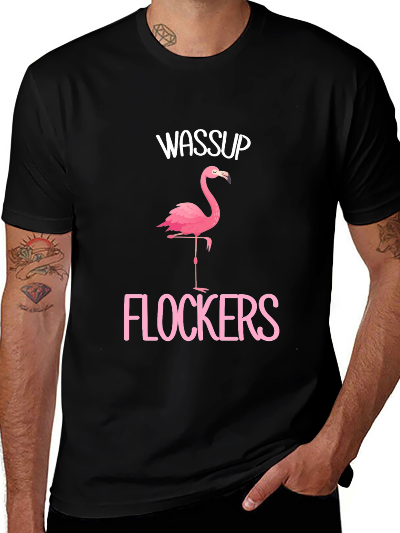 Wassup Flockers Flamingo Graphic T-Shirt