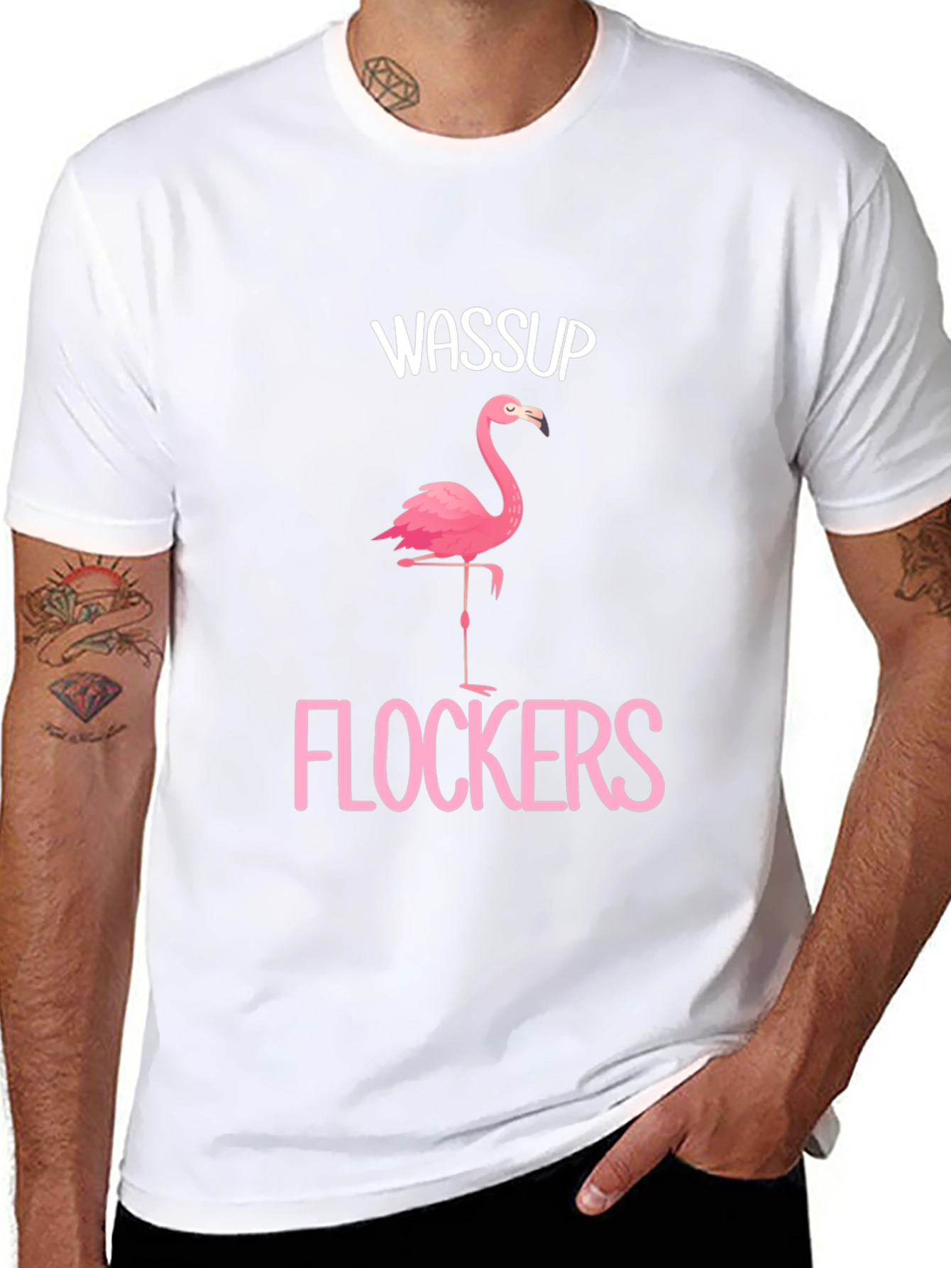 Wassup Flockers Flamingo Graphic T-Shirt