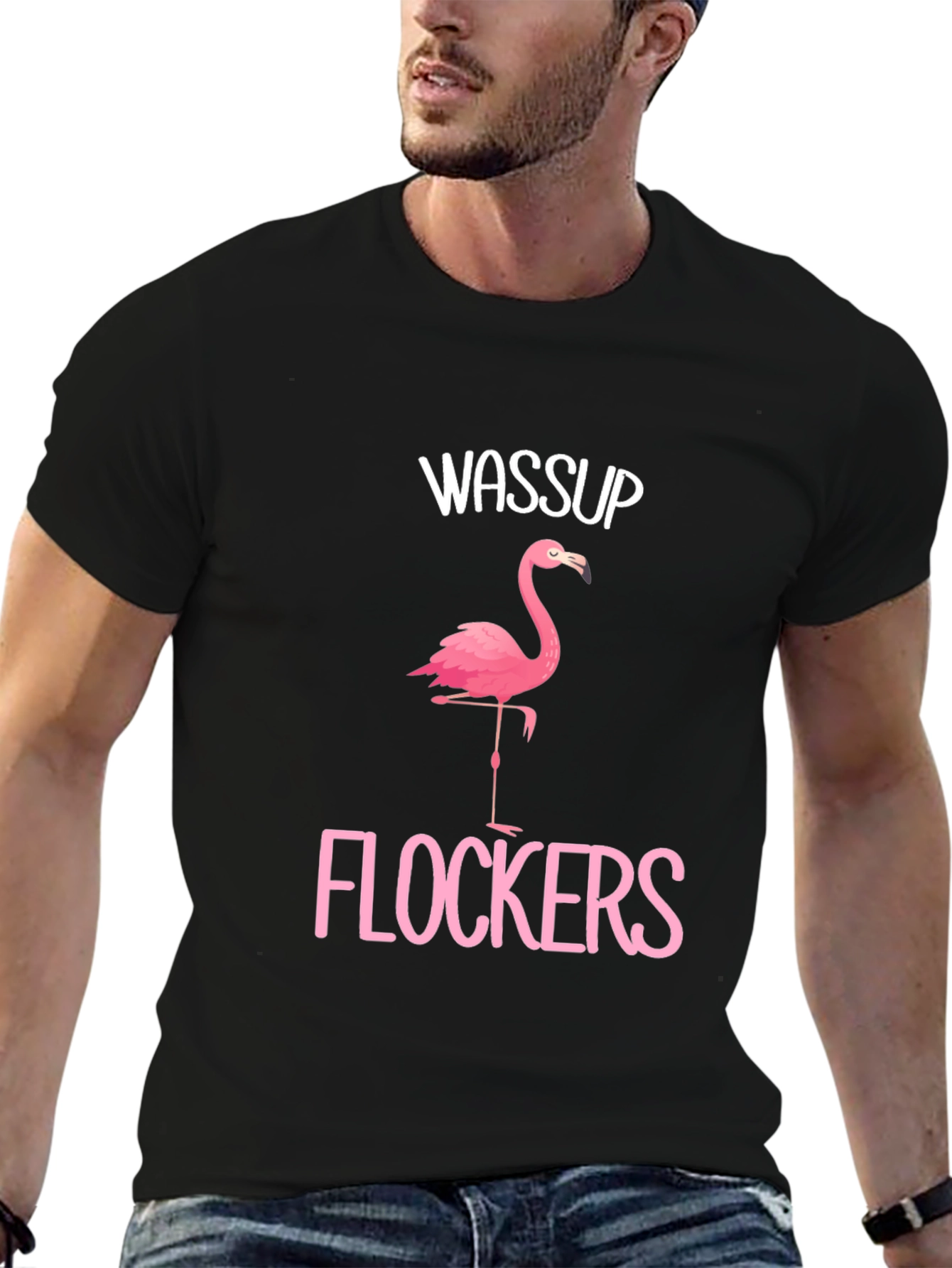 Wassup Flockers Flamingo Graphic T-Shirt