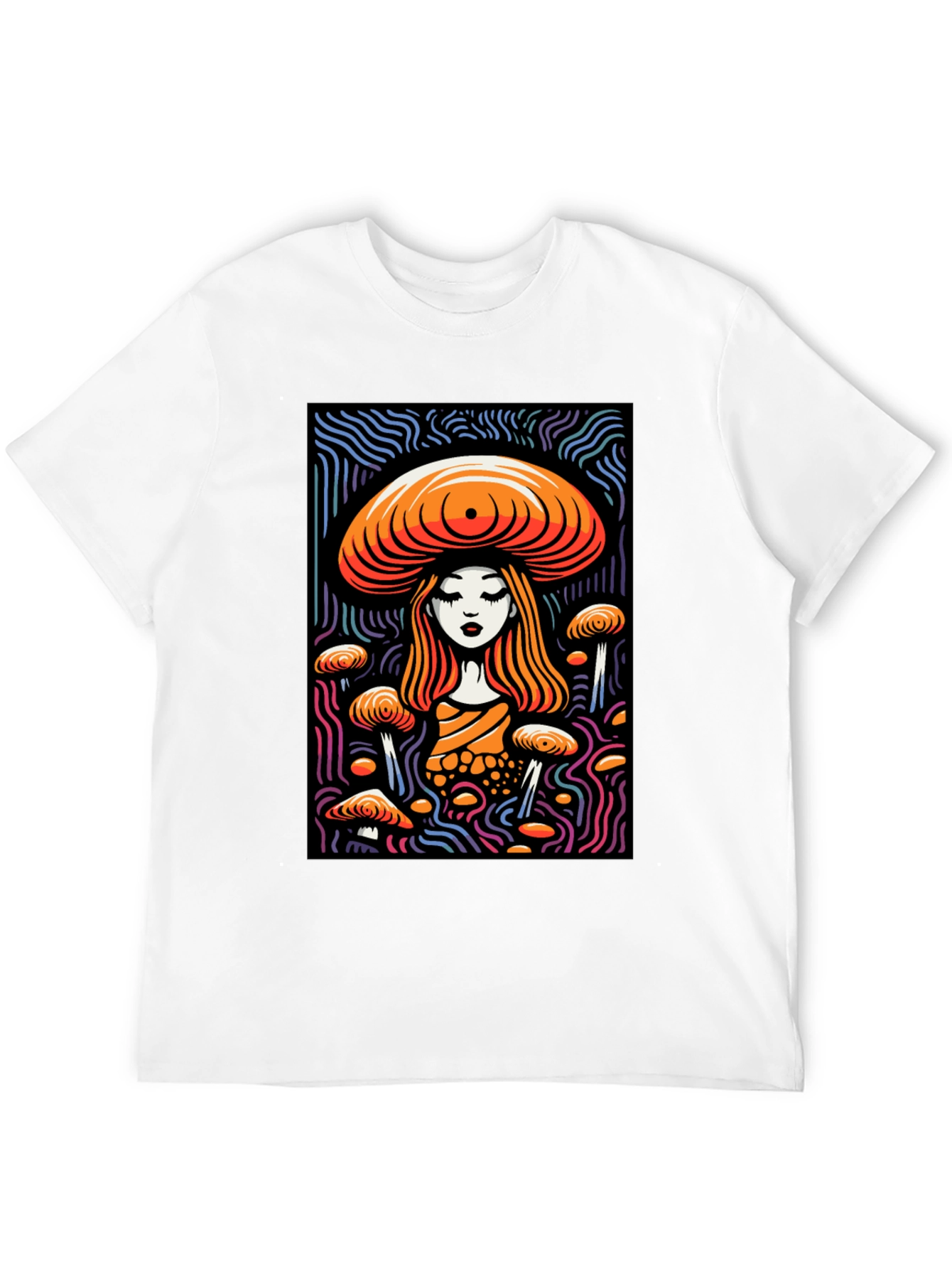 Mushroom Maiden Graphic Tee - Black Cotton Blend