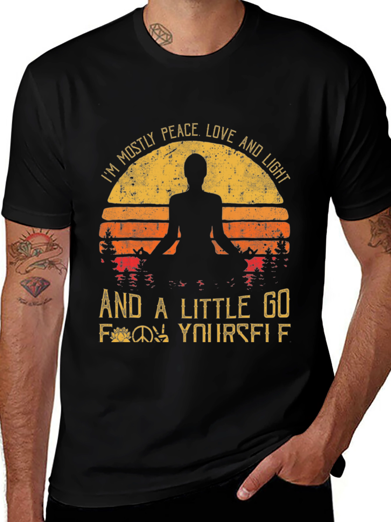 Peace Love Light Graphic T-Shirt - Yoga Inspired