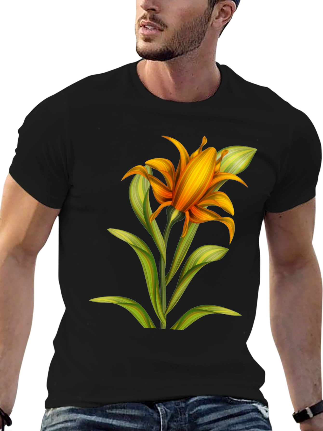 Floral Graphic Black T-Shirt