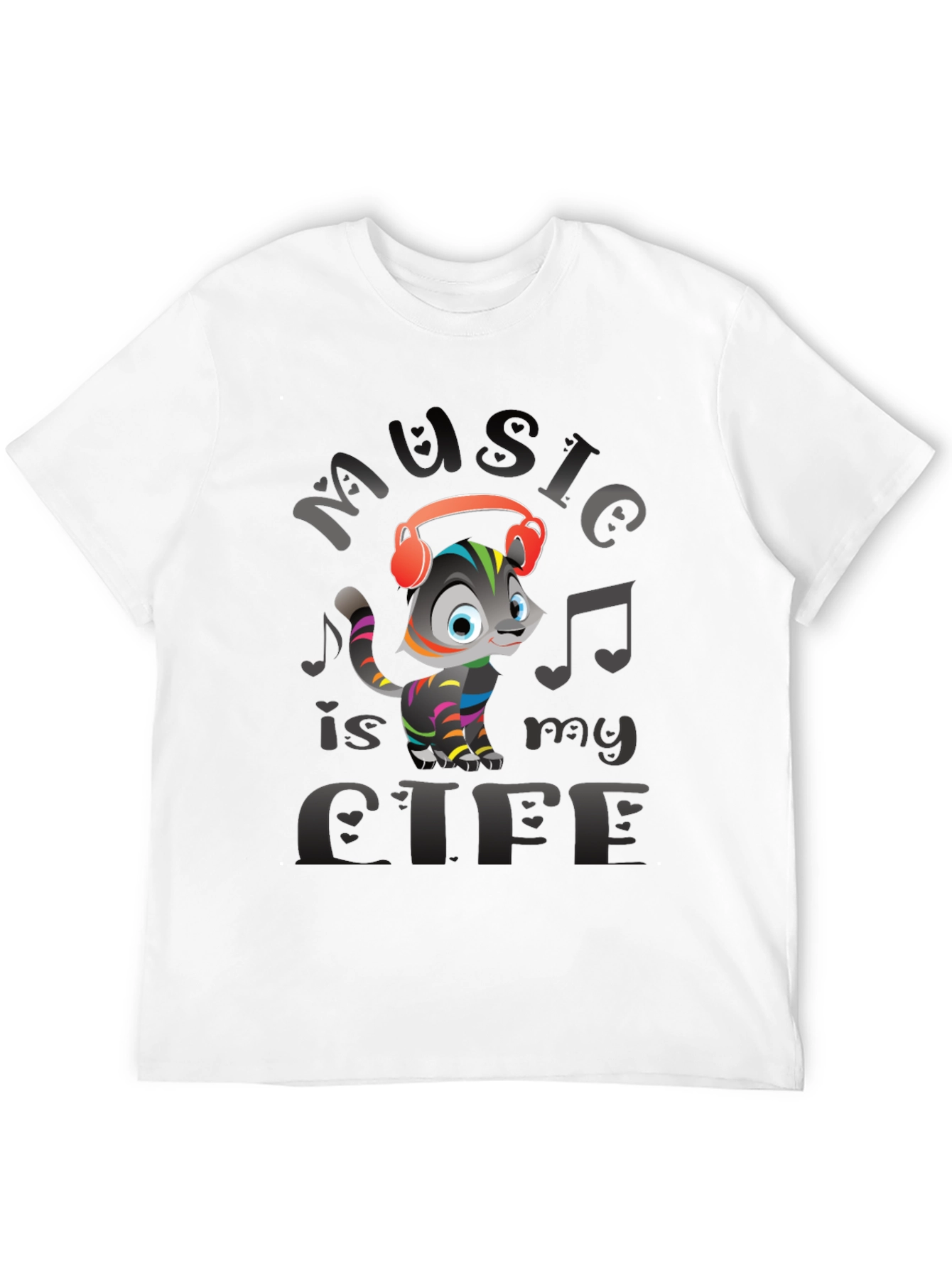 Music is My Life Cat Graphic Tee