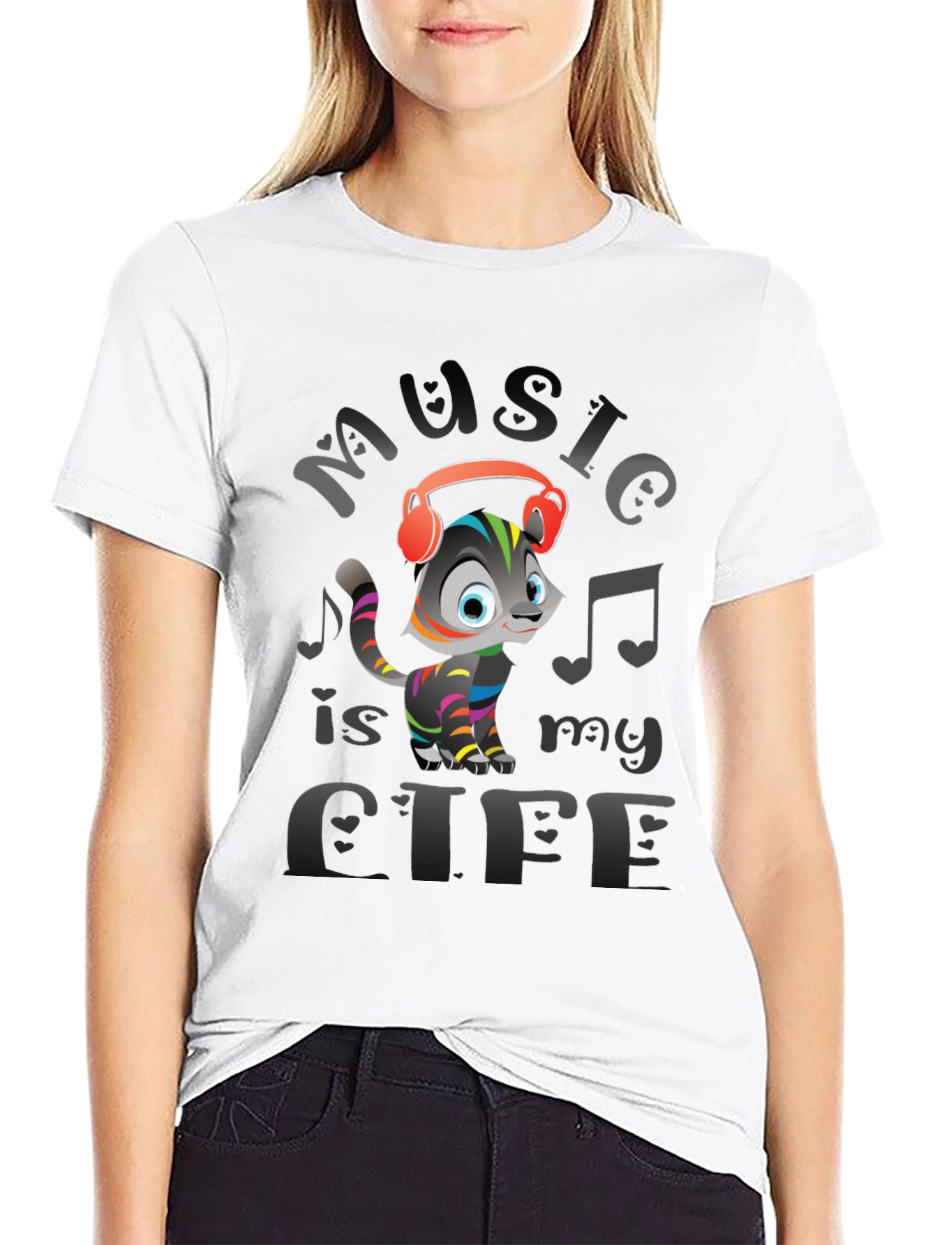 Music is My Life Cat Graphic Tee