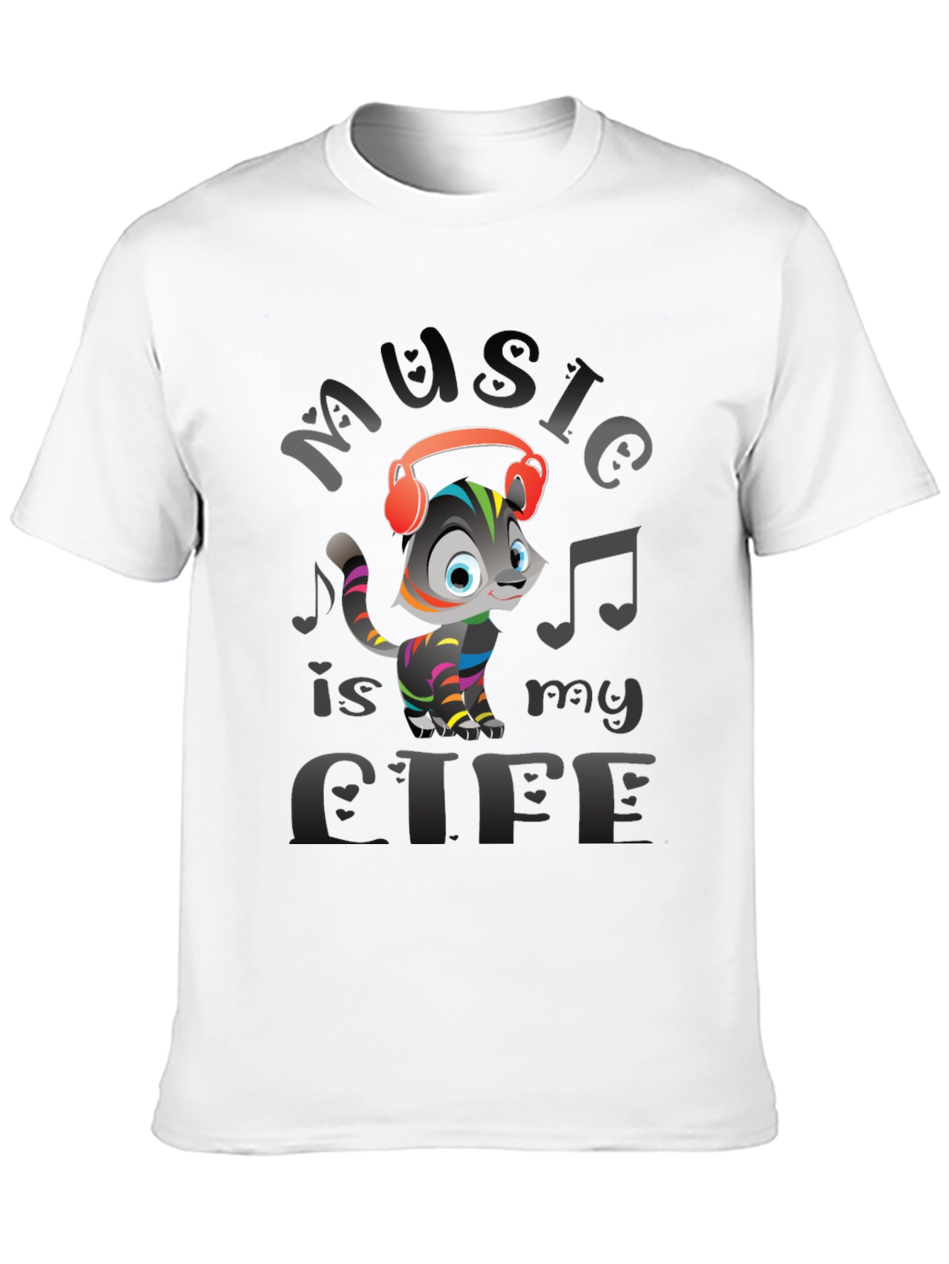 Music is My Life Cat Graphic Tee