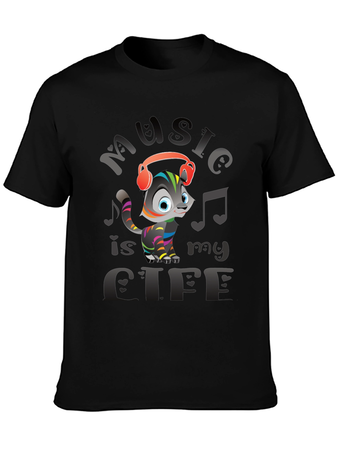 Music is My Life Cat Graphic Tee