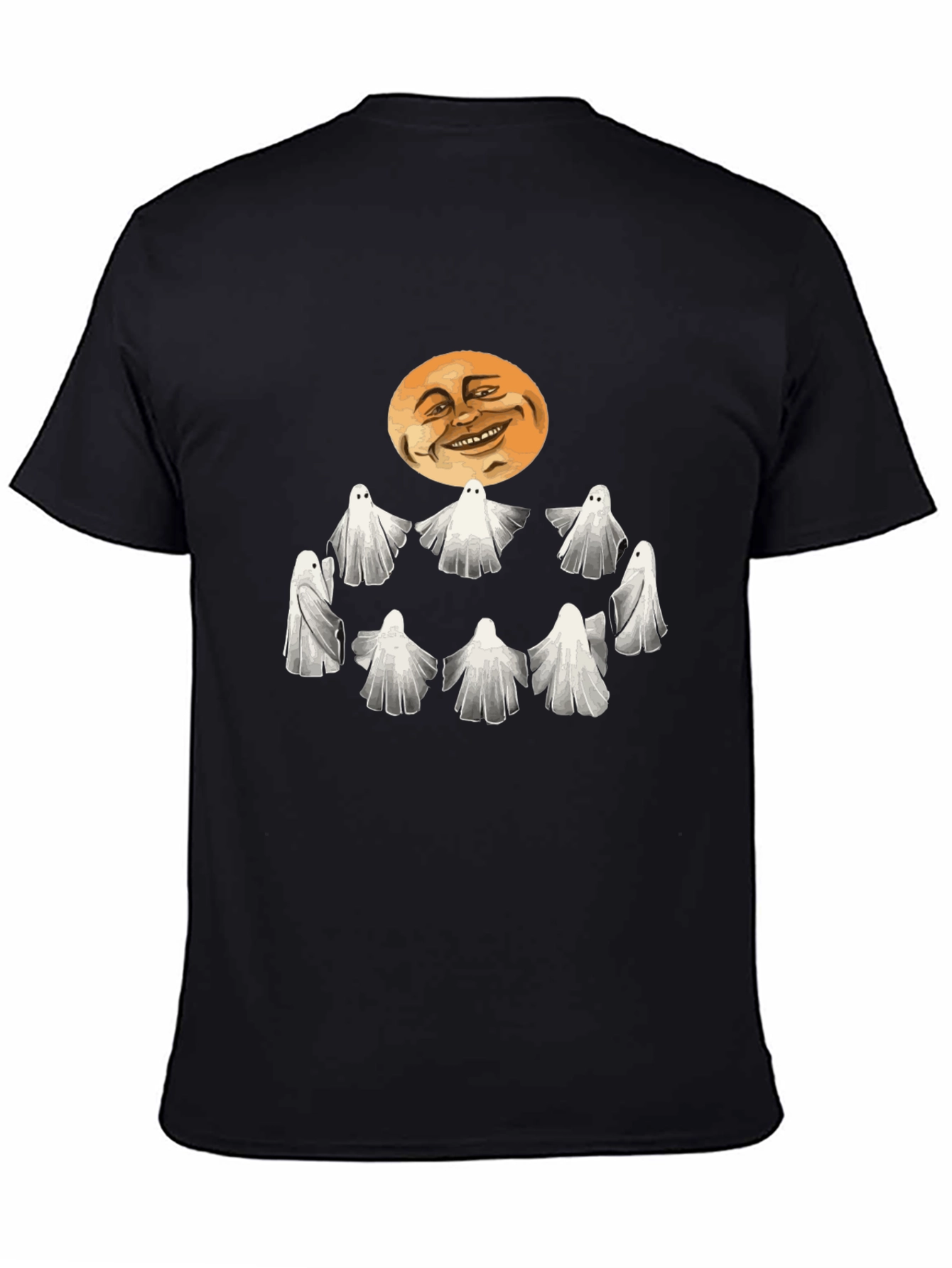 Spooky Ghosts and Moon Graphic Tee - Halloween Style