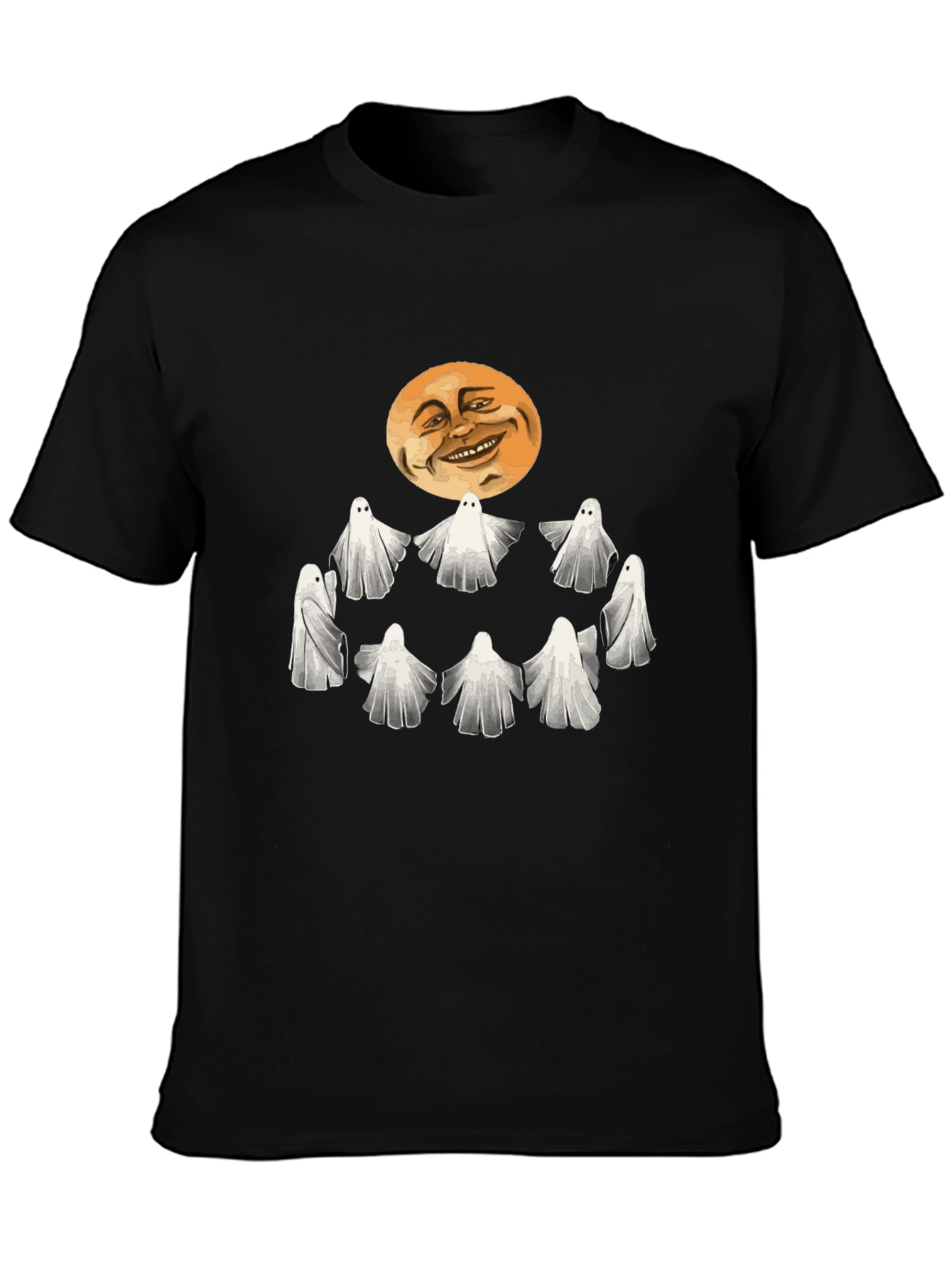 Spooky Ghosts and Moon Graphic Tee - Halloween Style