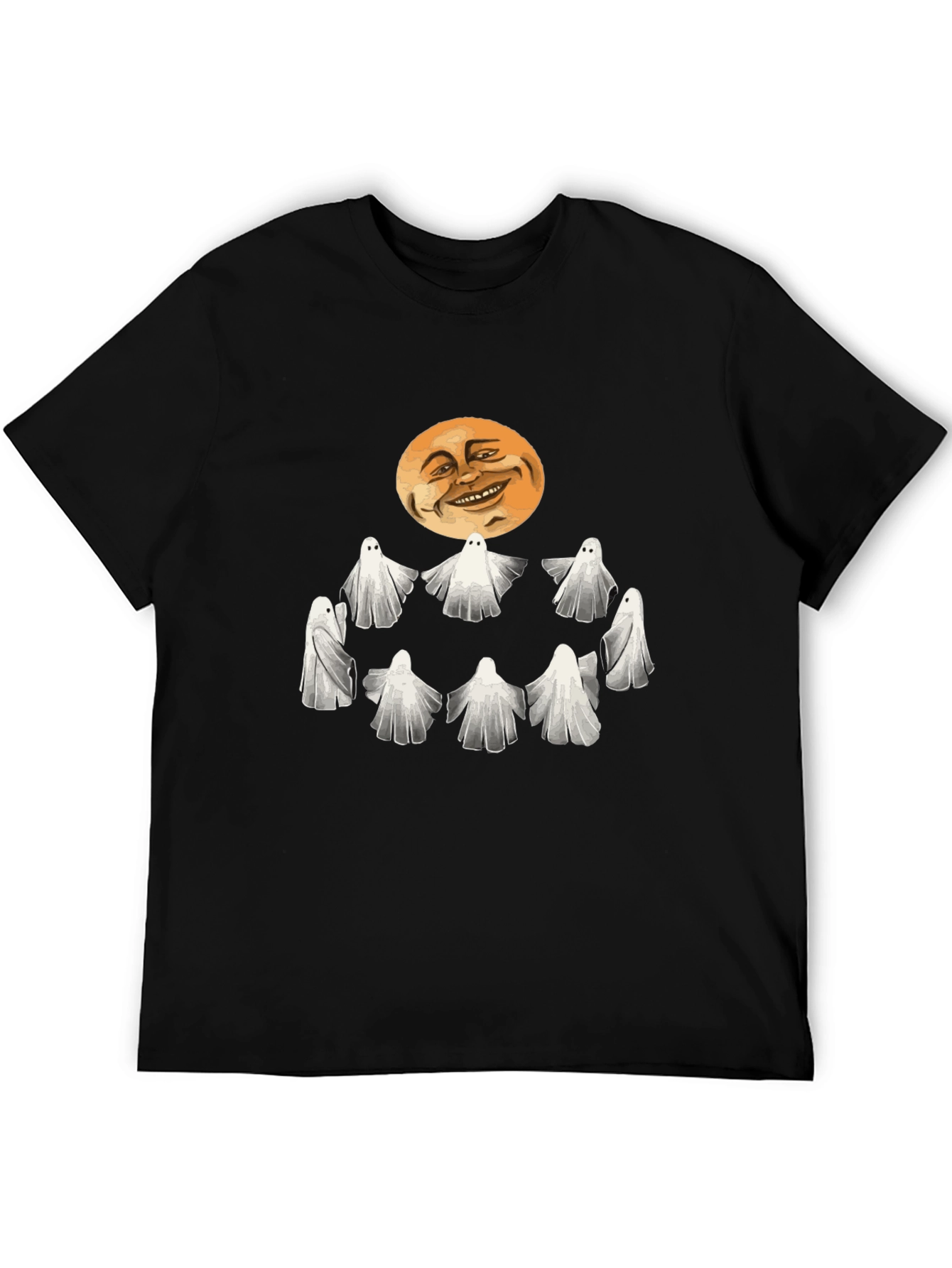 Spooky Ghosts and Moon Graphic Tee - Halloween Style