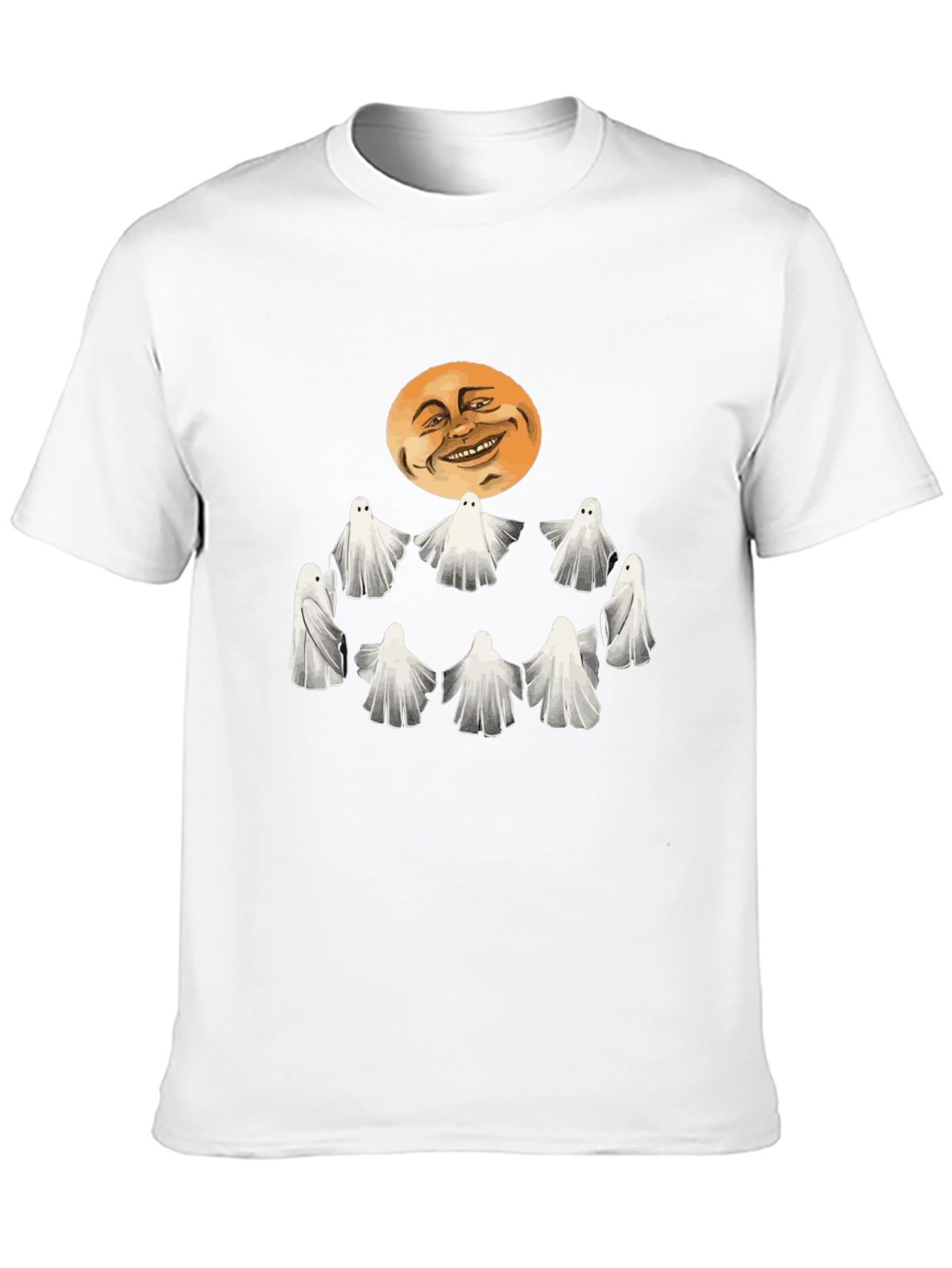 Spooky Ghosts and Moon Graphic Tee - Halloween Style