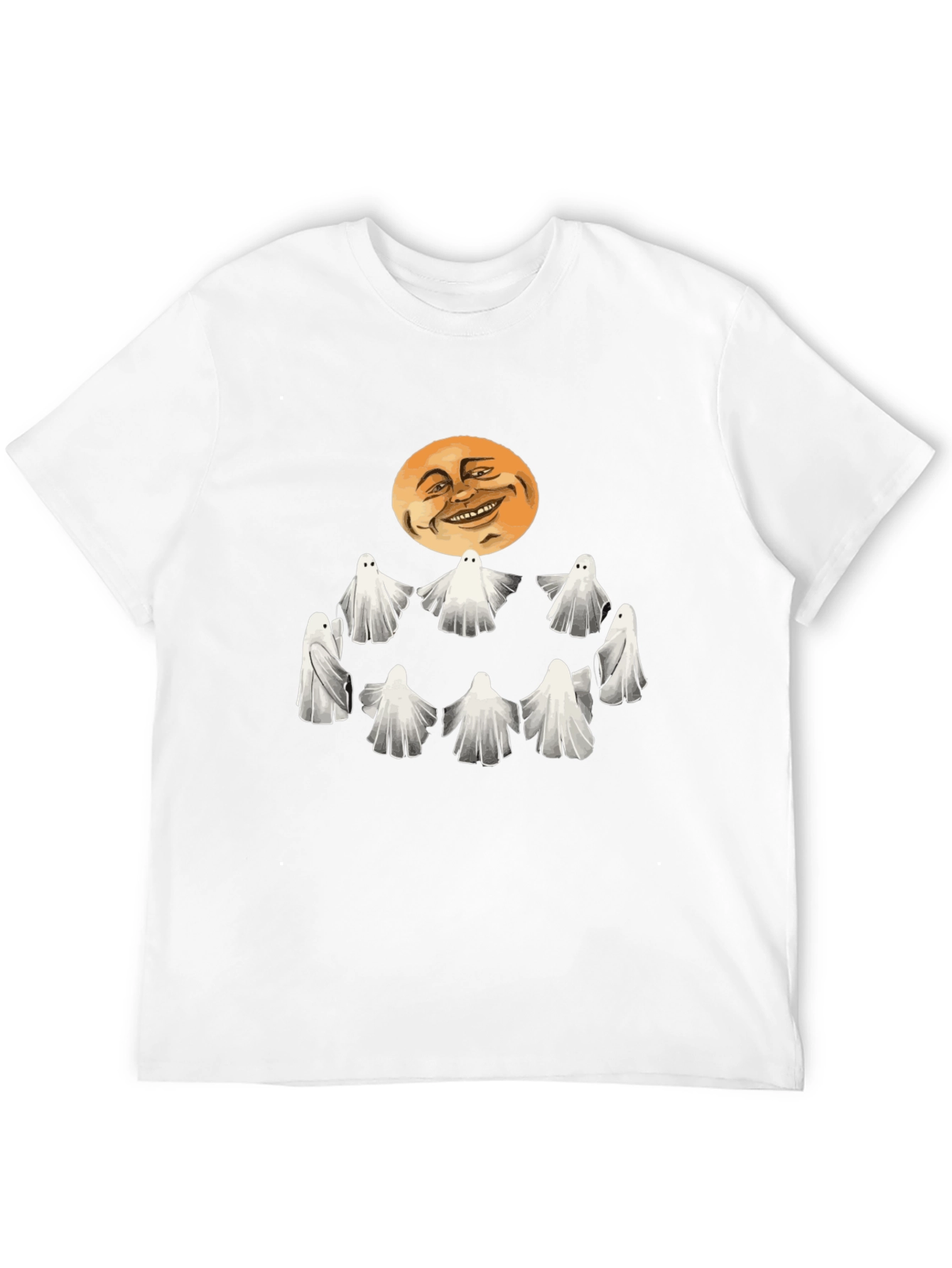 Spooky Ghosts and Moon Graphic Tee - Halloween Style
