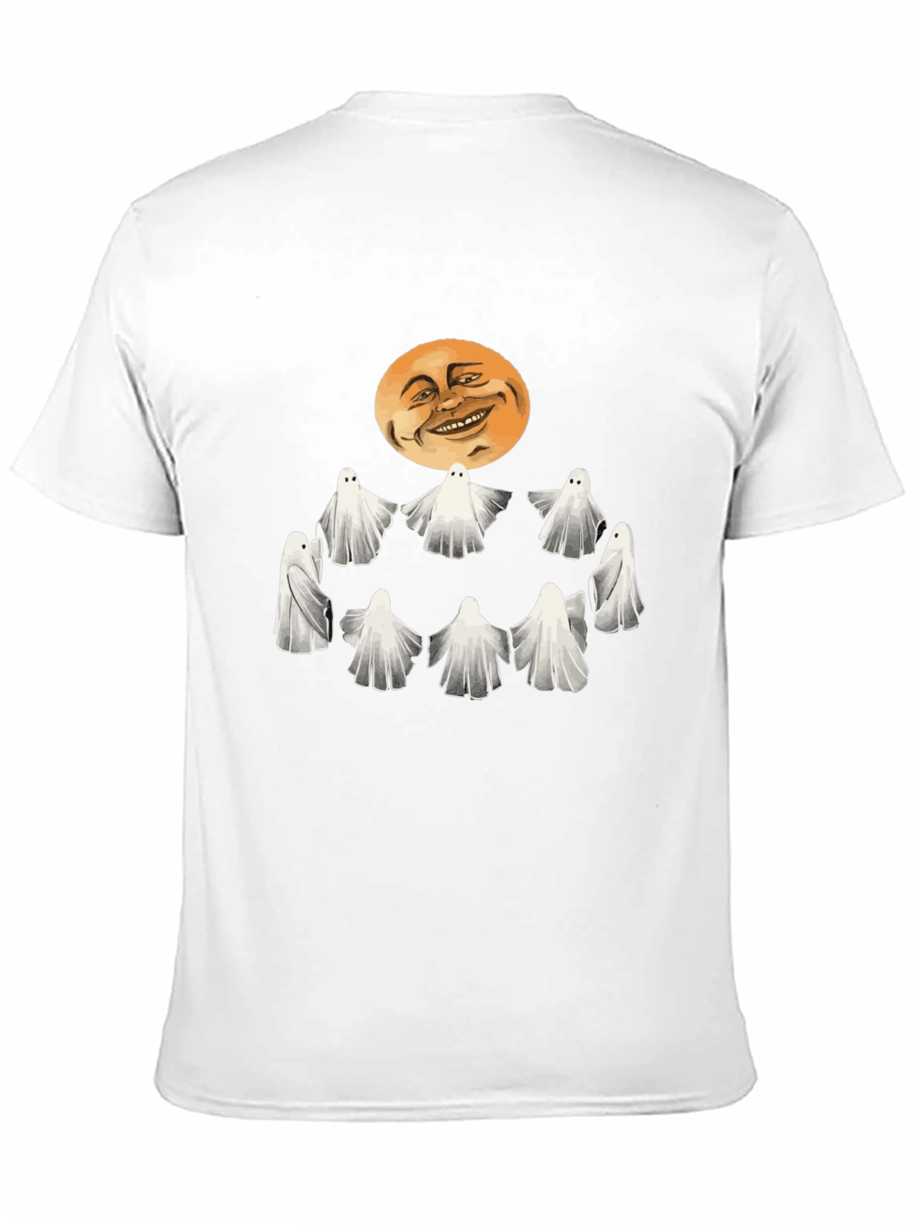 Spooky Ghosts and Moon Graphic Tee - Halloween Style