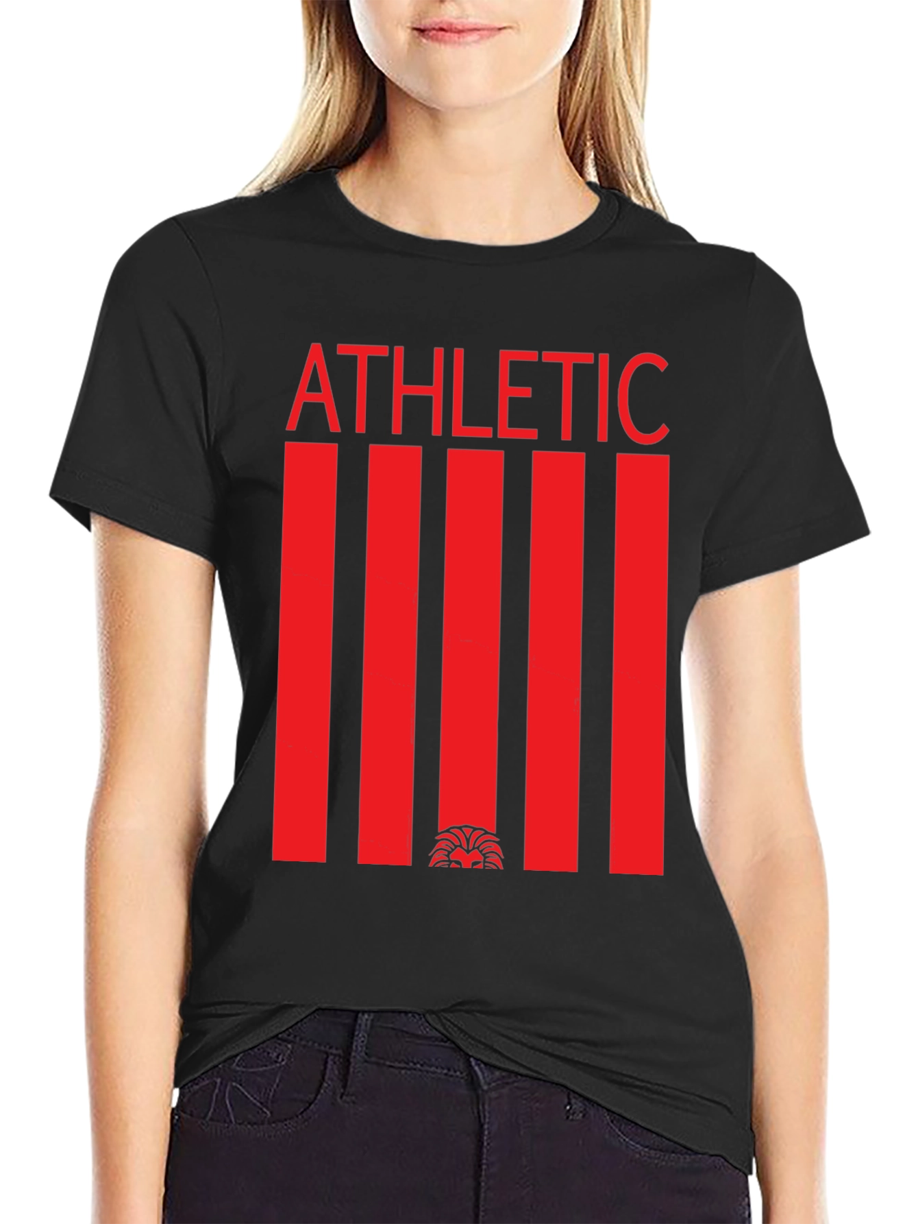 Athletic Graphic Tee - Red Stripe Lion Design