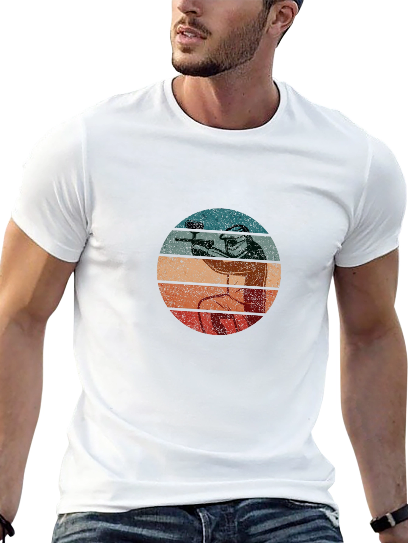 Paintball Player Retro T-Shirt - Black