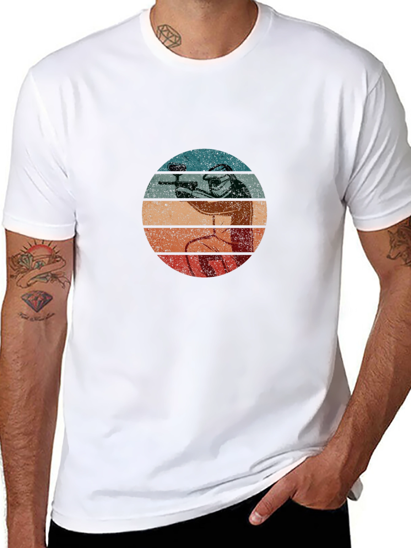 Paintball Player Retro T-Shirt - Black