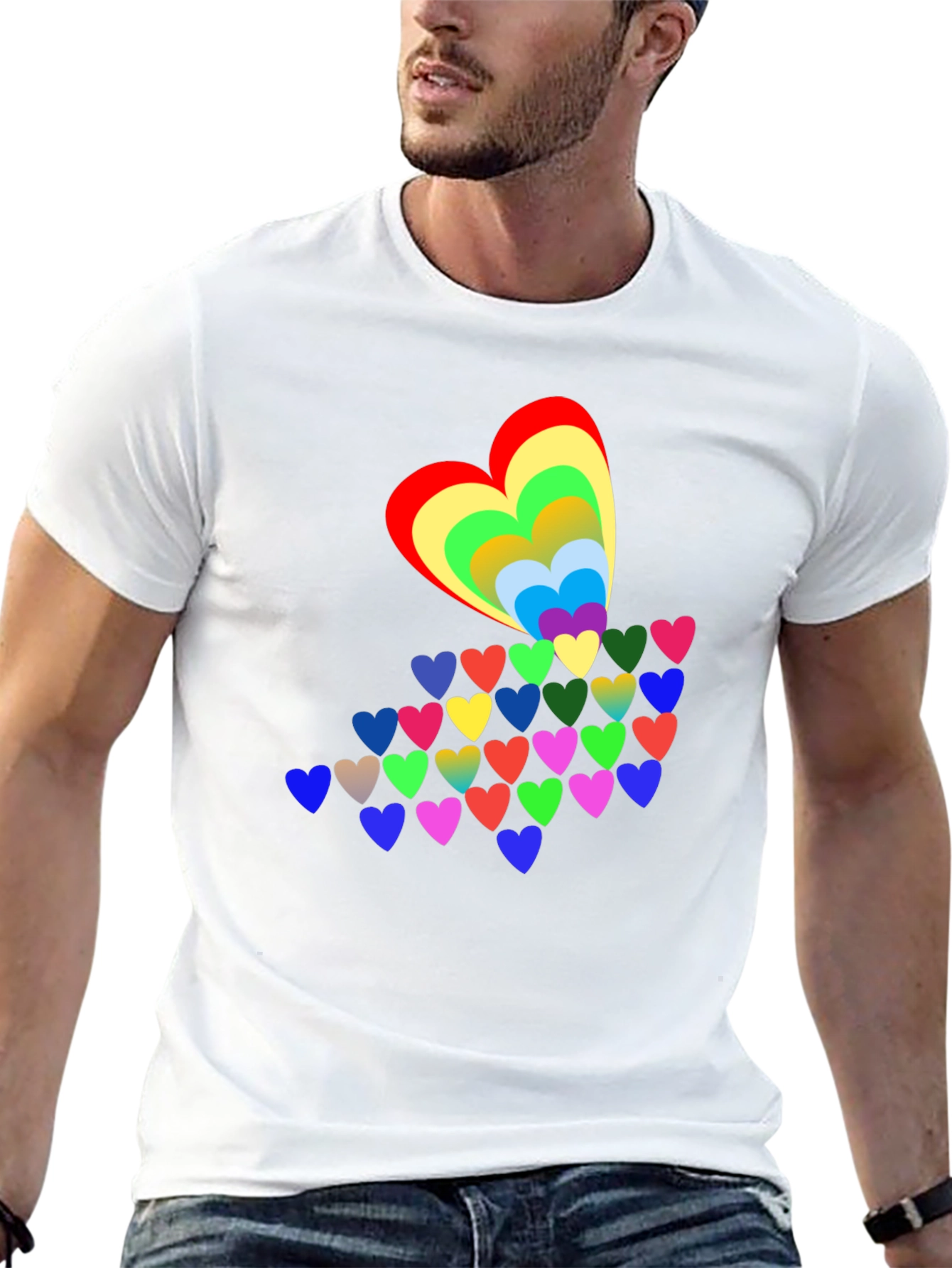Rainbow Hearts Black T-Shirt