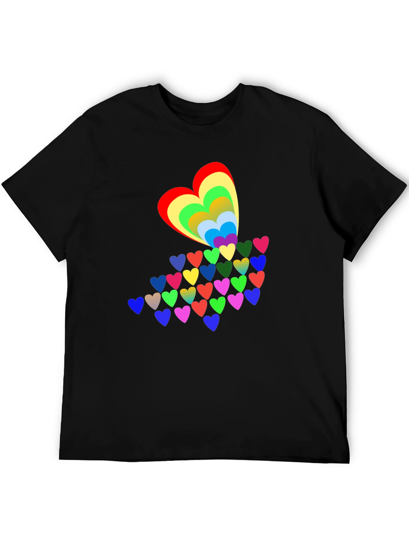 Rainbow Hearts Black T-Shirt