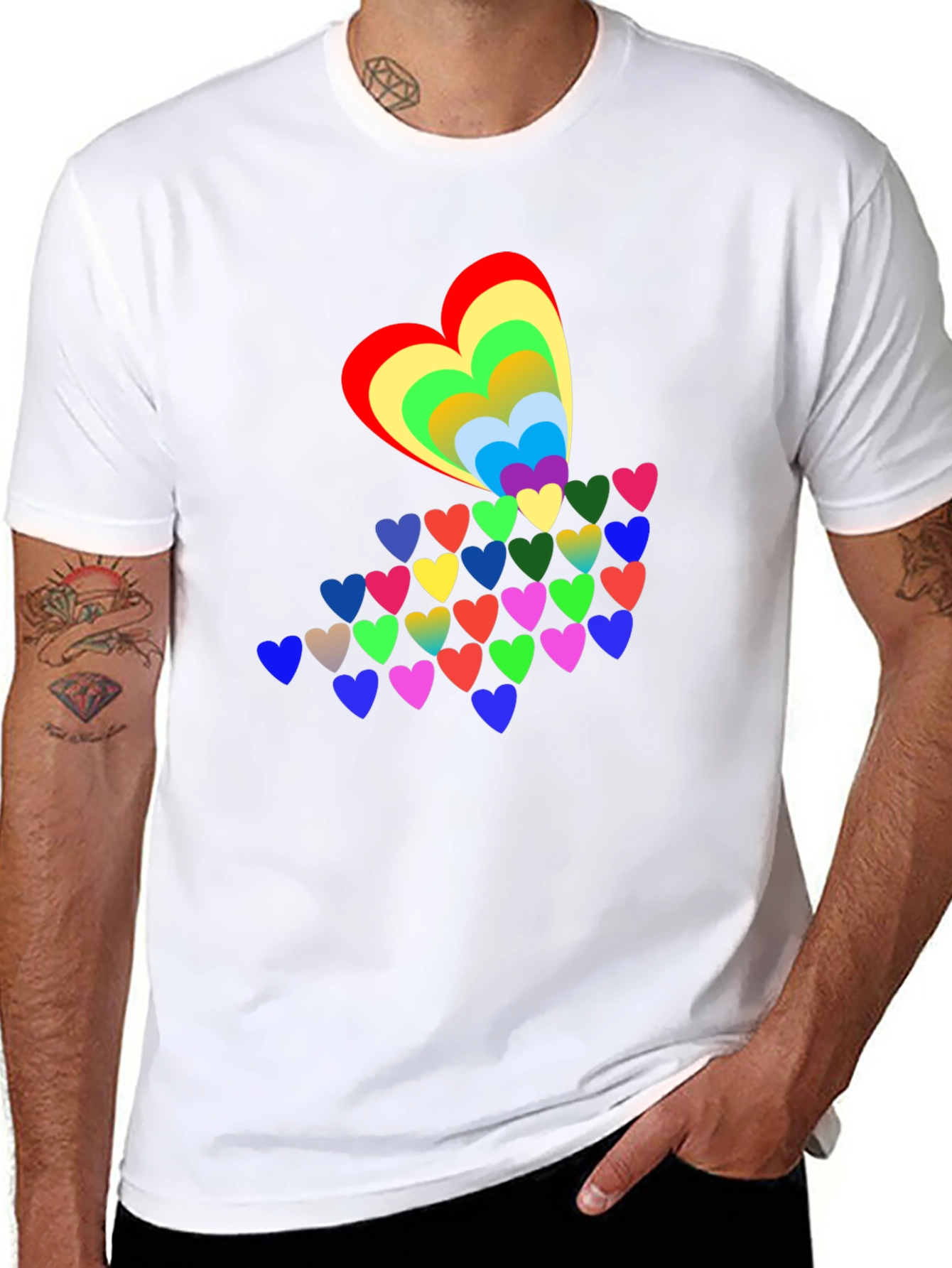 Rainbow Hearts Black T-Shirt