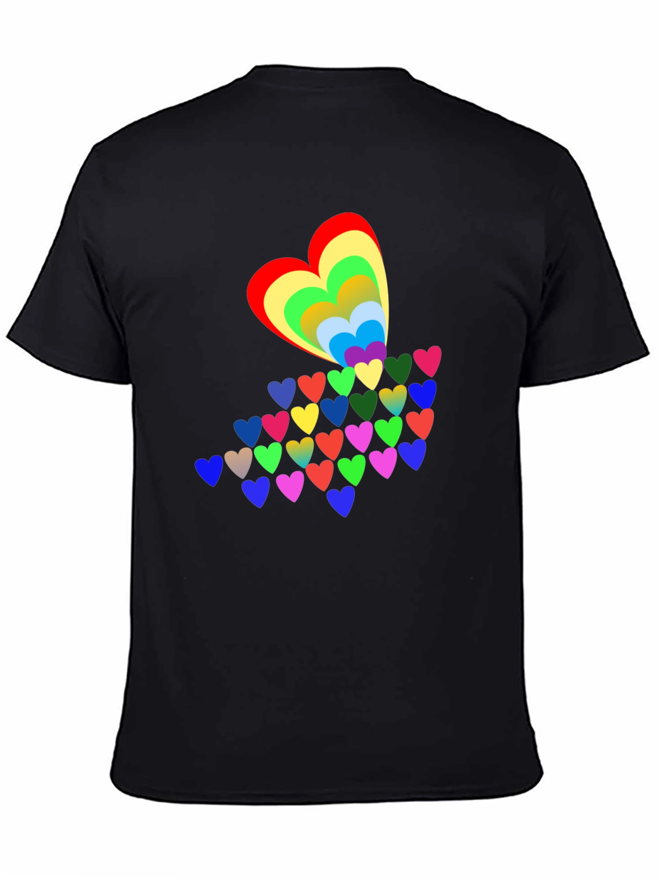 Rainbow Hearts Black T-Shirt