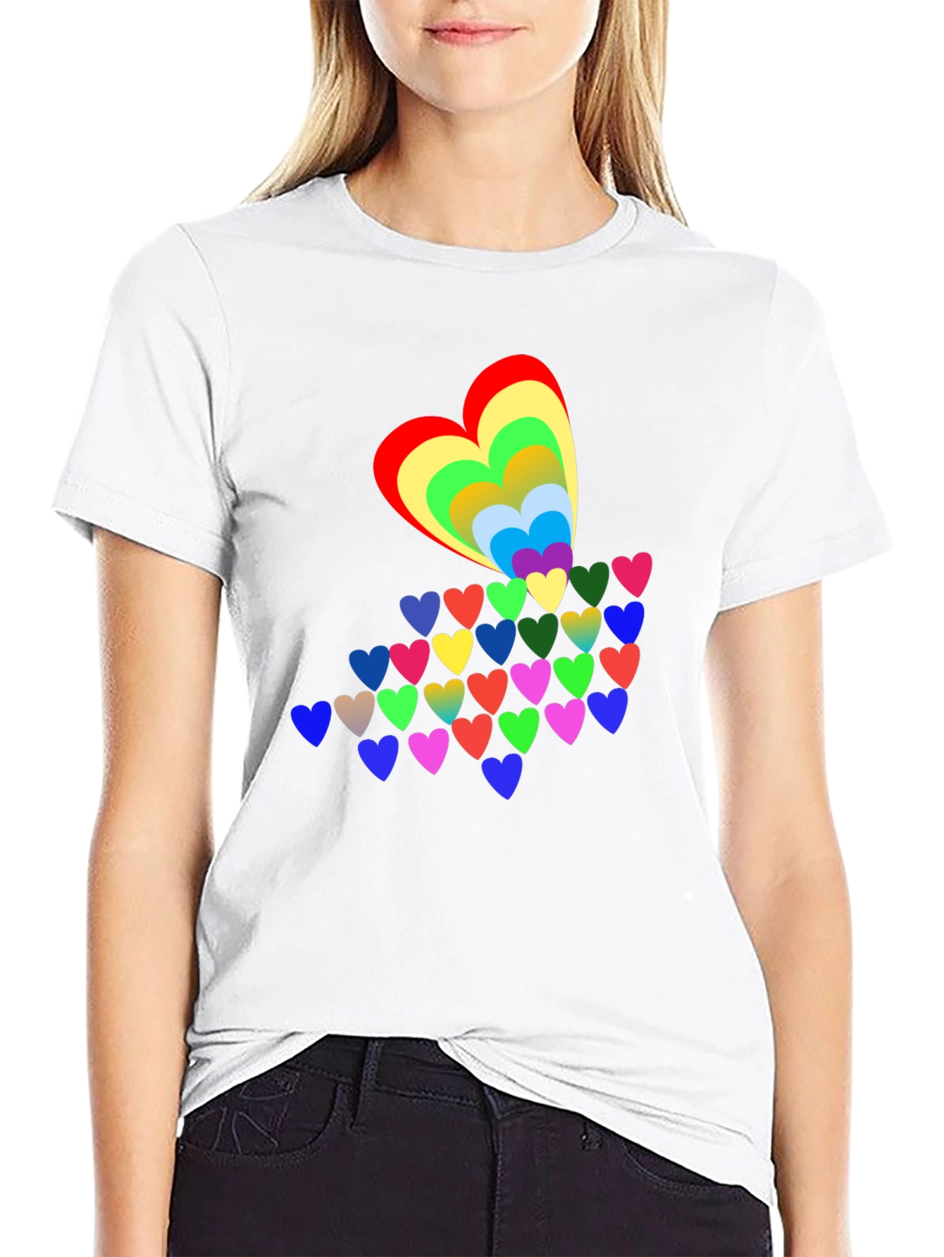 Rainbow Hearts Black T-Shirt