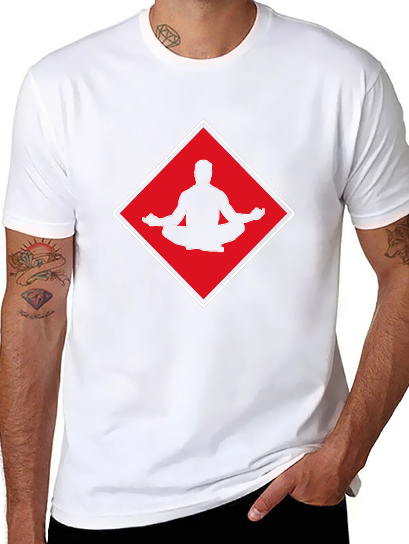 Meditate T-Shirt: Red Diamond Yoga Design