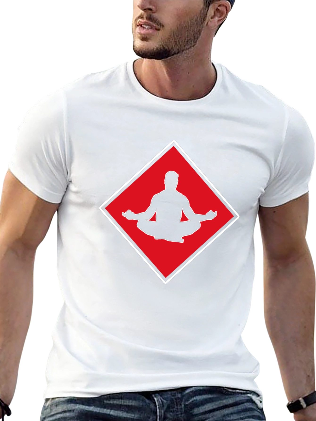 Meditate T-Shirt: Red Diamond Yoga Design