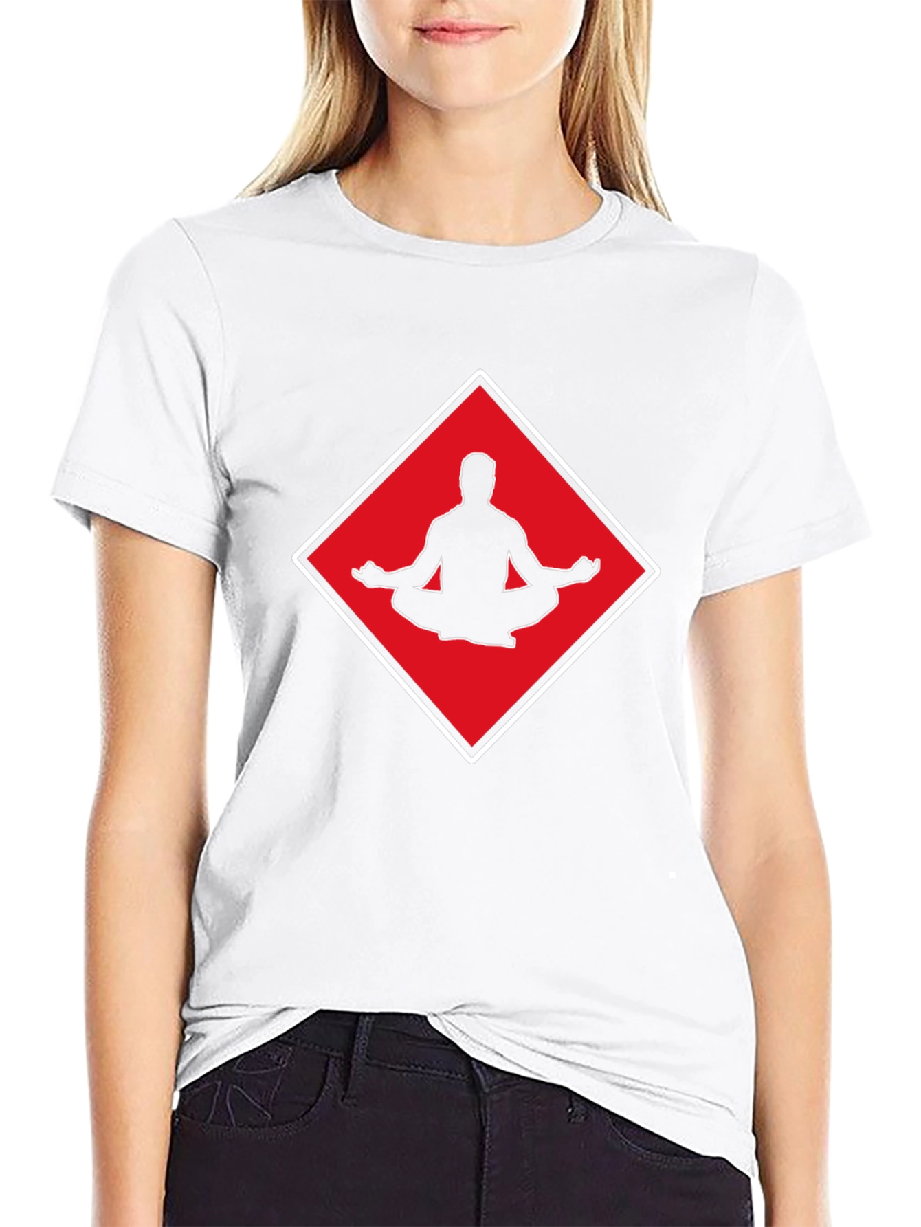 Meditate T-Shirt: Red Diamond Yoga Design