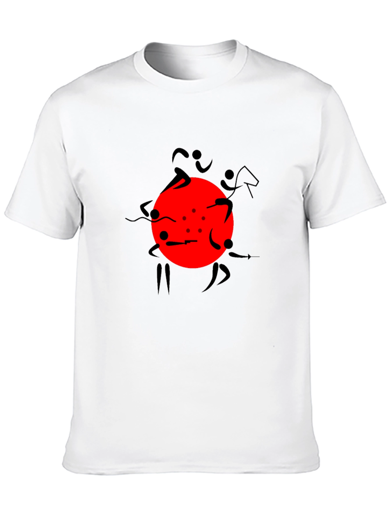 Graphic Print Black T-Shirt with Red Circle Design