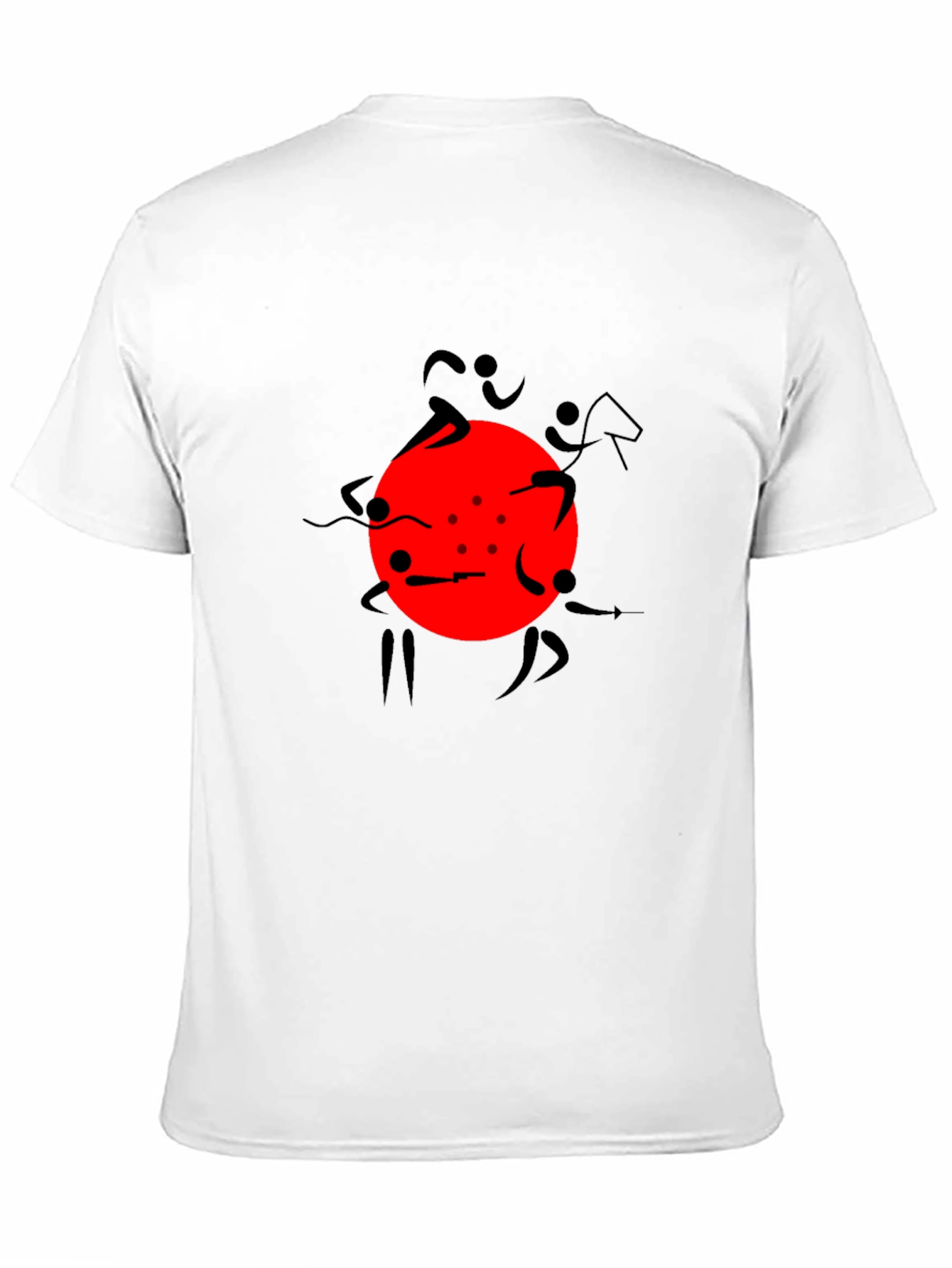 Graphic Print Black T-Shirt with Red Circle Design