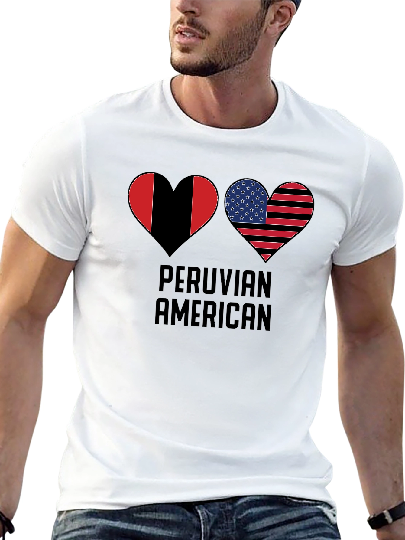 Peruvian American Flag Heart T-Shirt