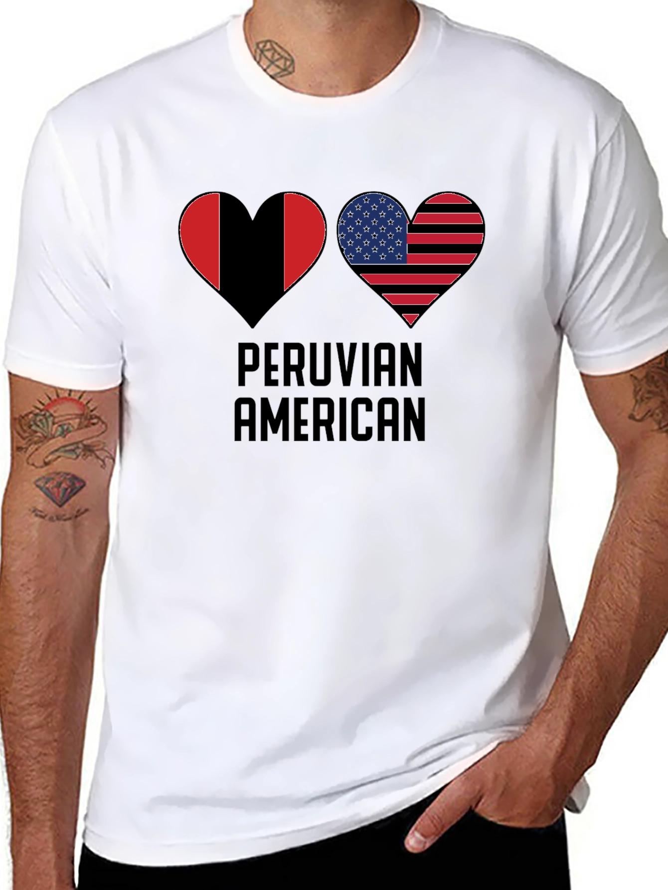 Peruvian American Flag Heart T-Shirt