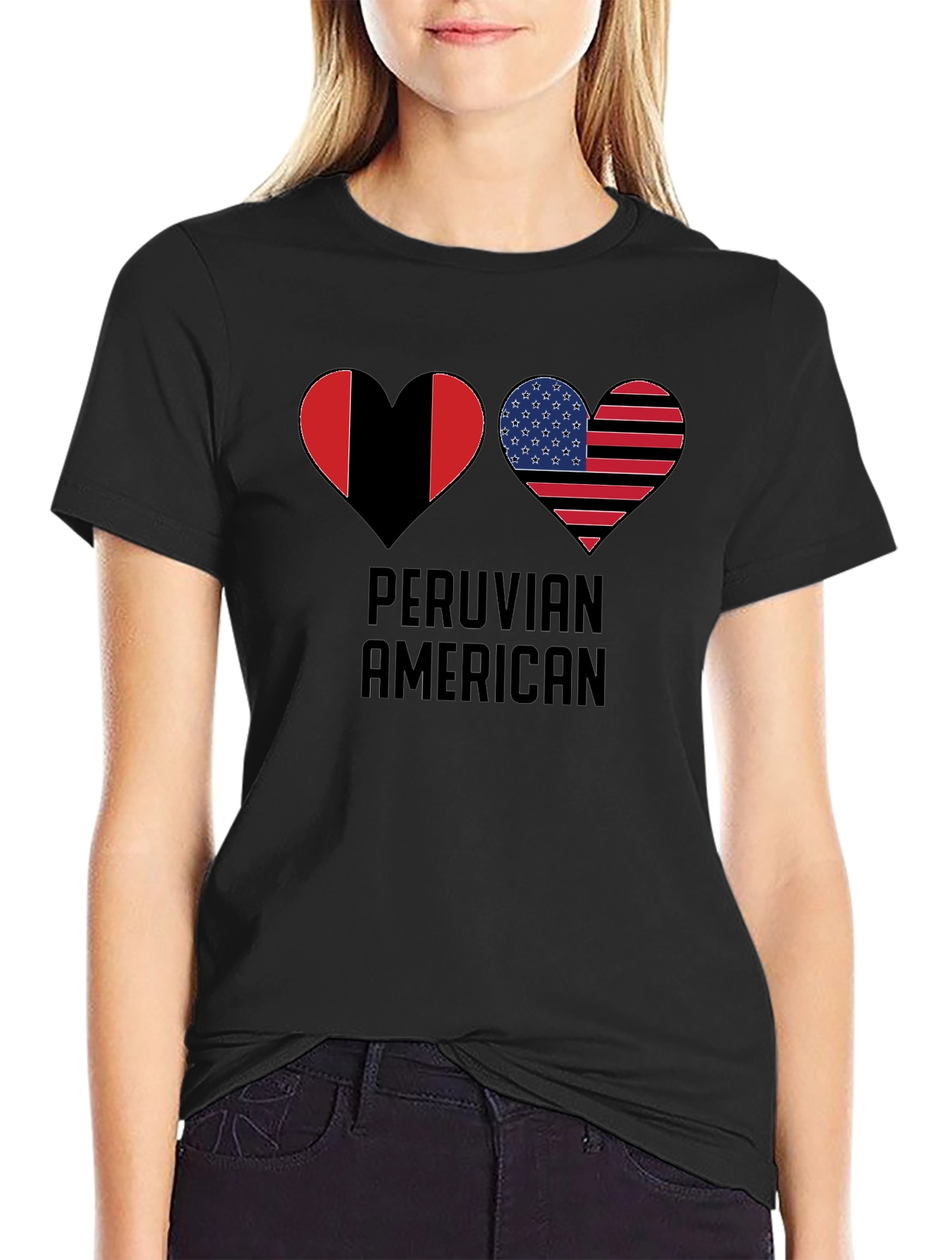 Peruvian American Flag Heart T-Shirt