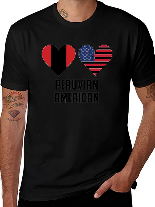Peruvian American Flag Heart T-Shirt