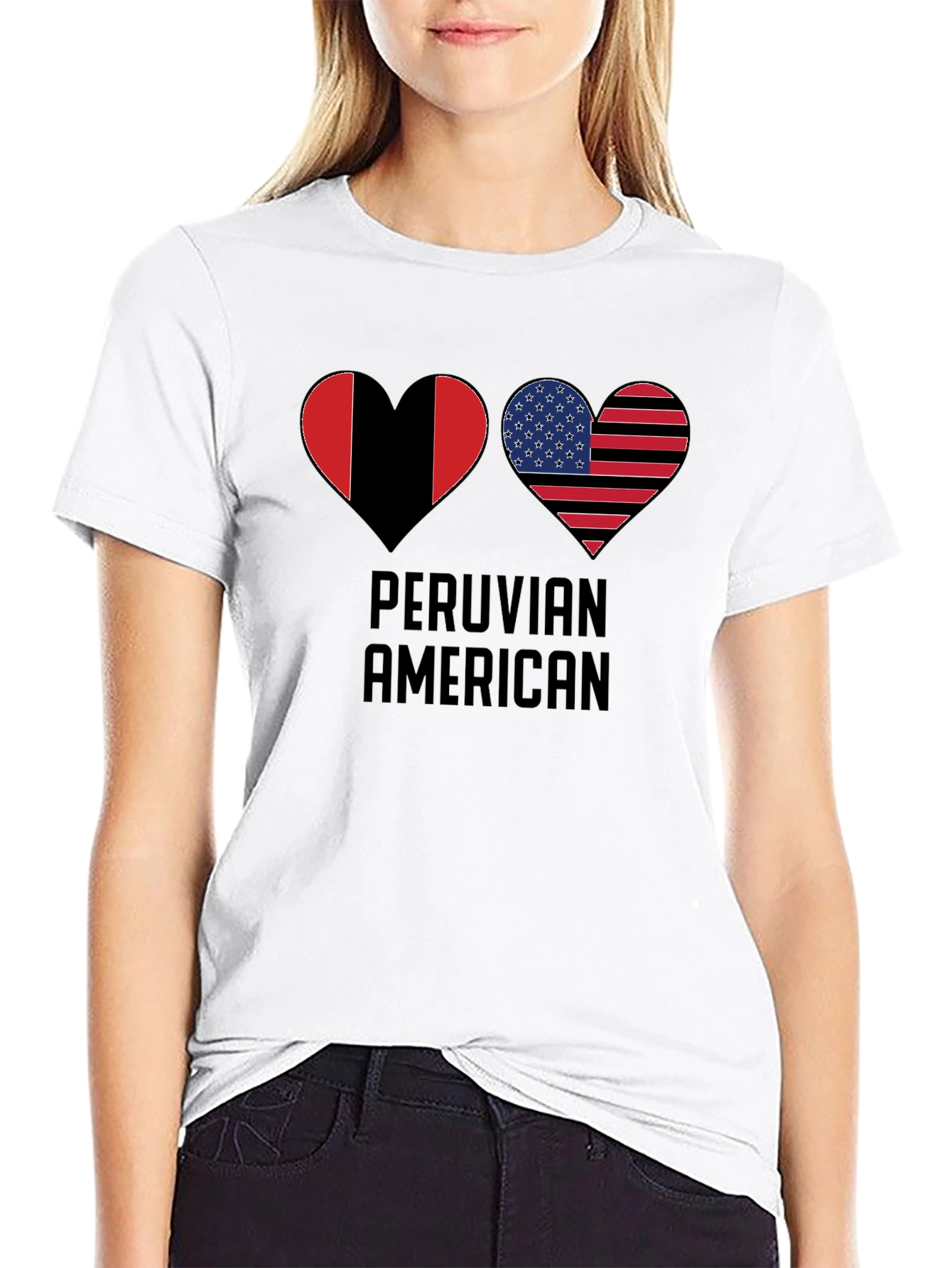 Peruvian American Flag Heart T-Shirt