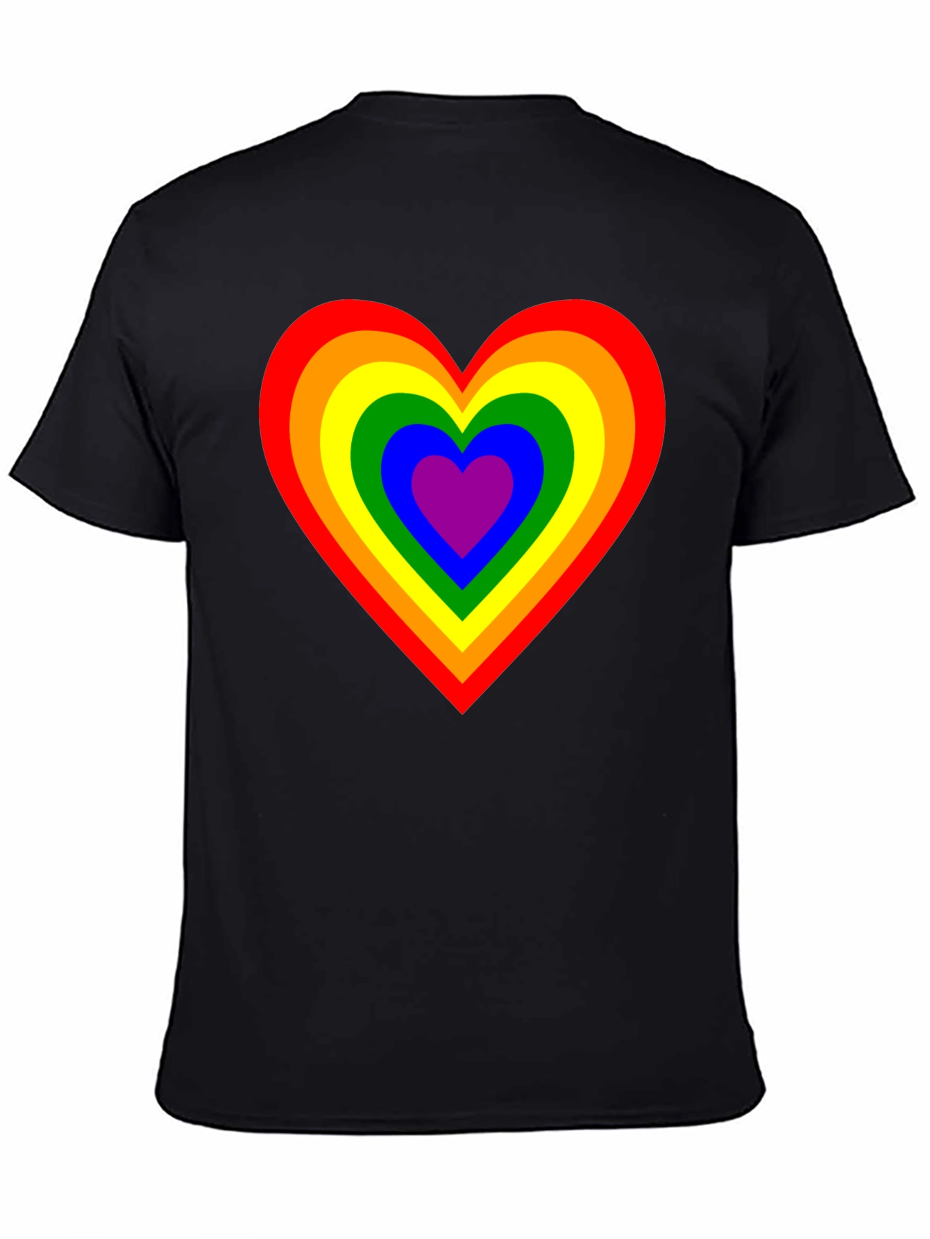 Rainbow Heart Graphic Black T-Shirt