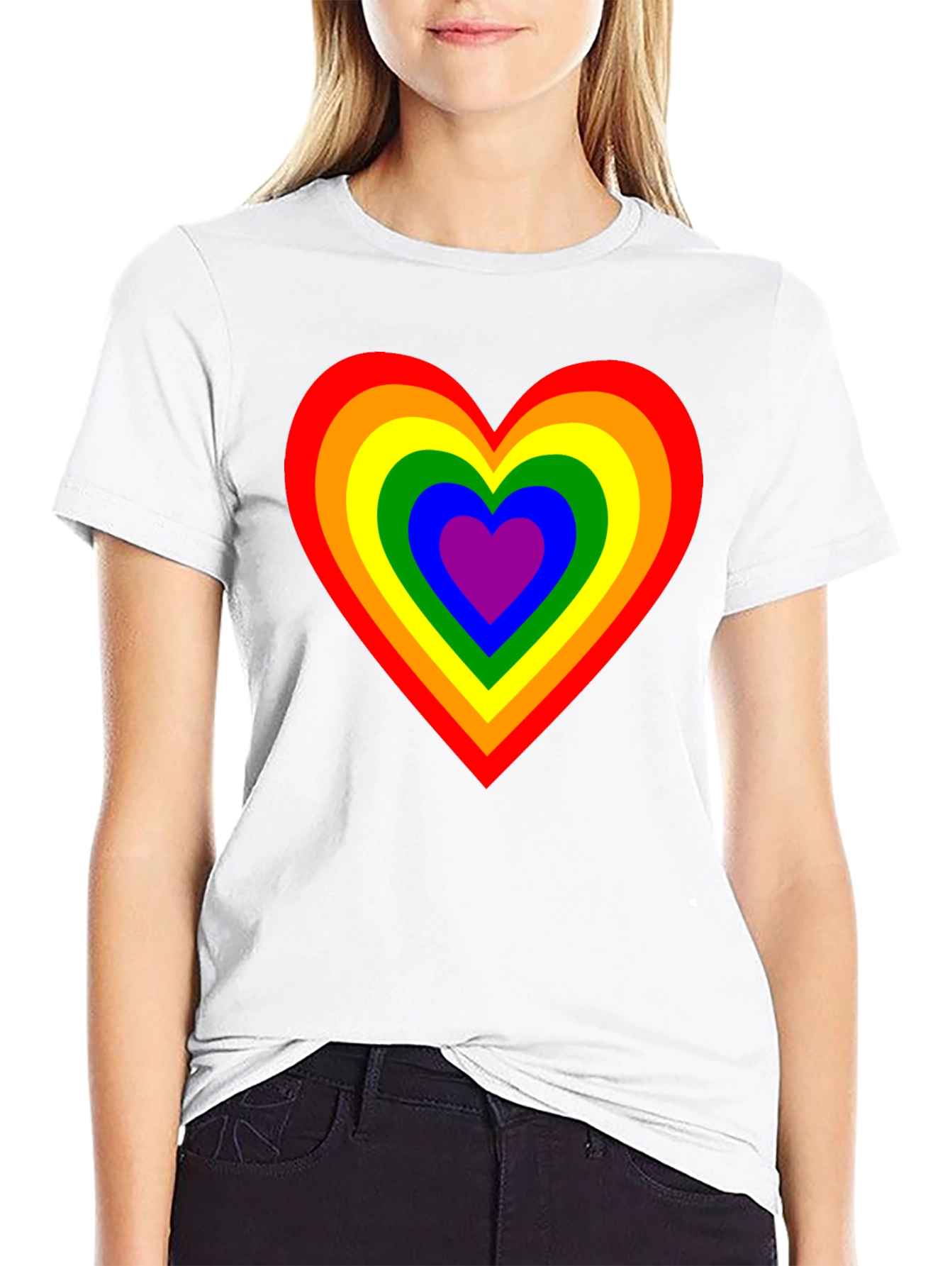 Rainbow Heart Graphic Black T-Shirt