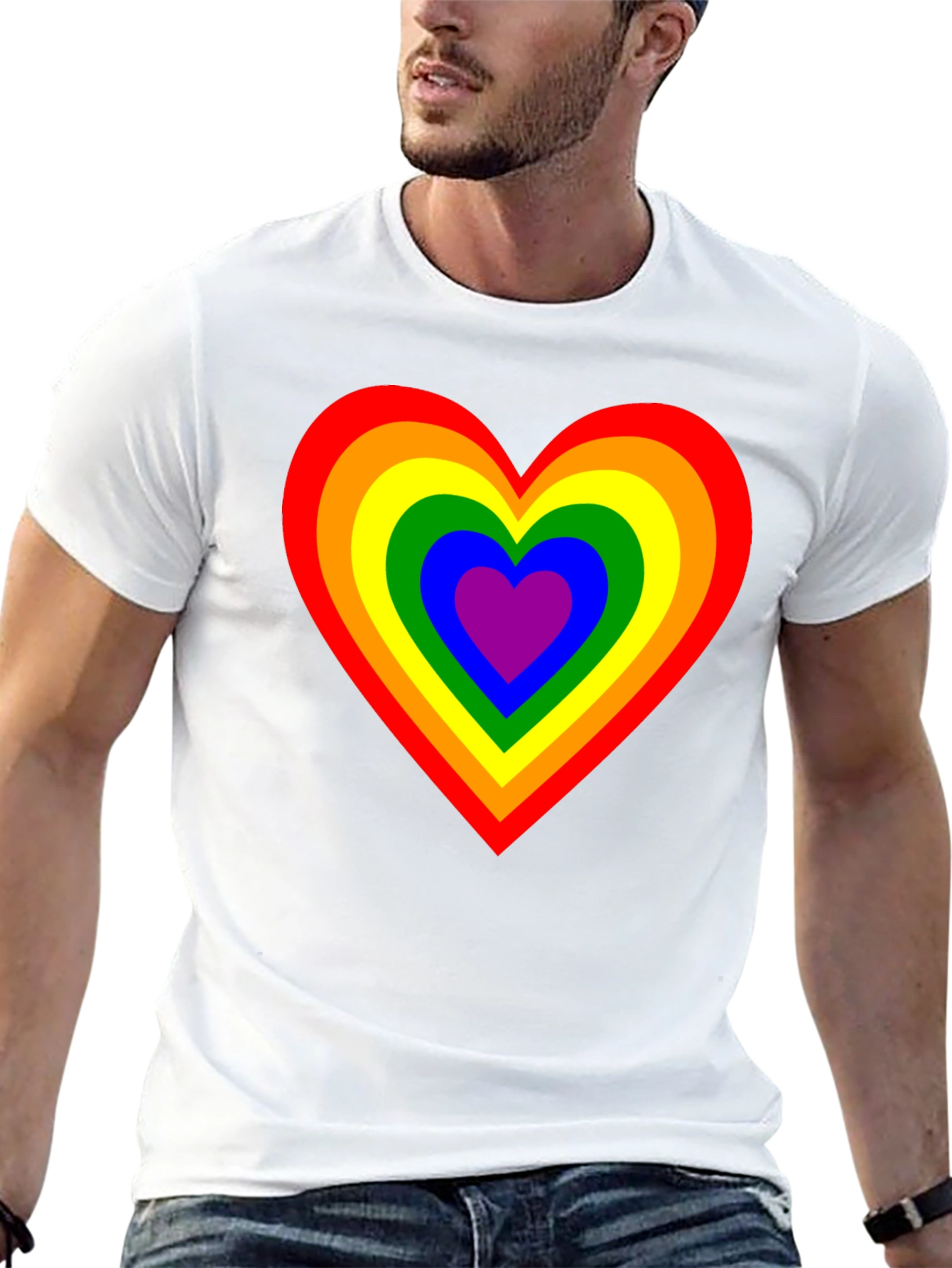 Rainbow Heart Graphic Black T-Shirt