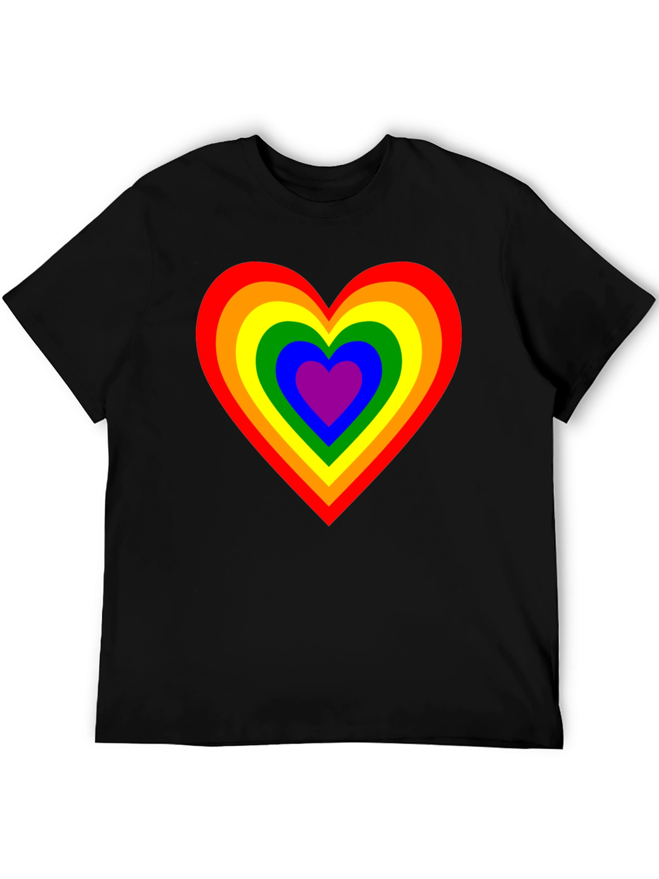 Rainbow Heart Graphic Black T-Shirt