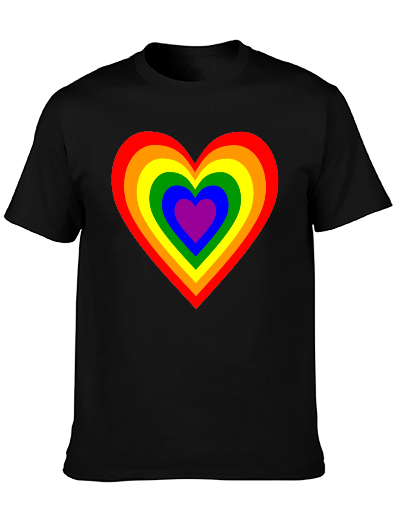 Rainbow Heart Graphic Black T-Shirt