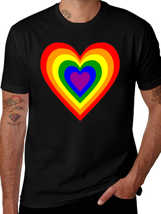 Rainbow Heart Graphic Black T-Shirt